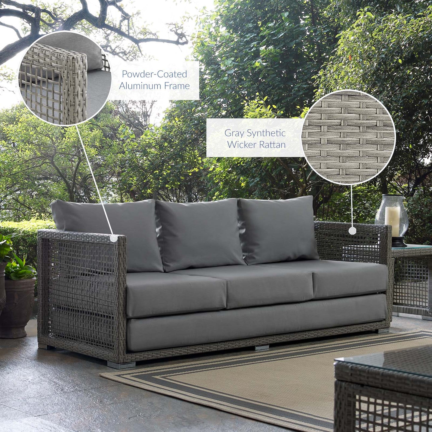 Aura Outdoor Patio Wicker Rattan Sofa. - Venini Furniture 