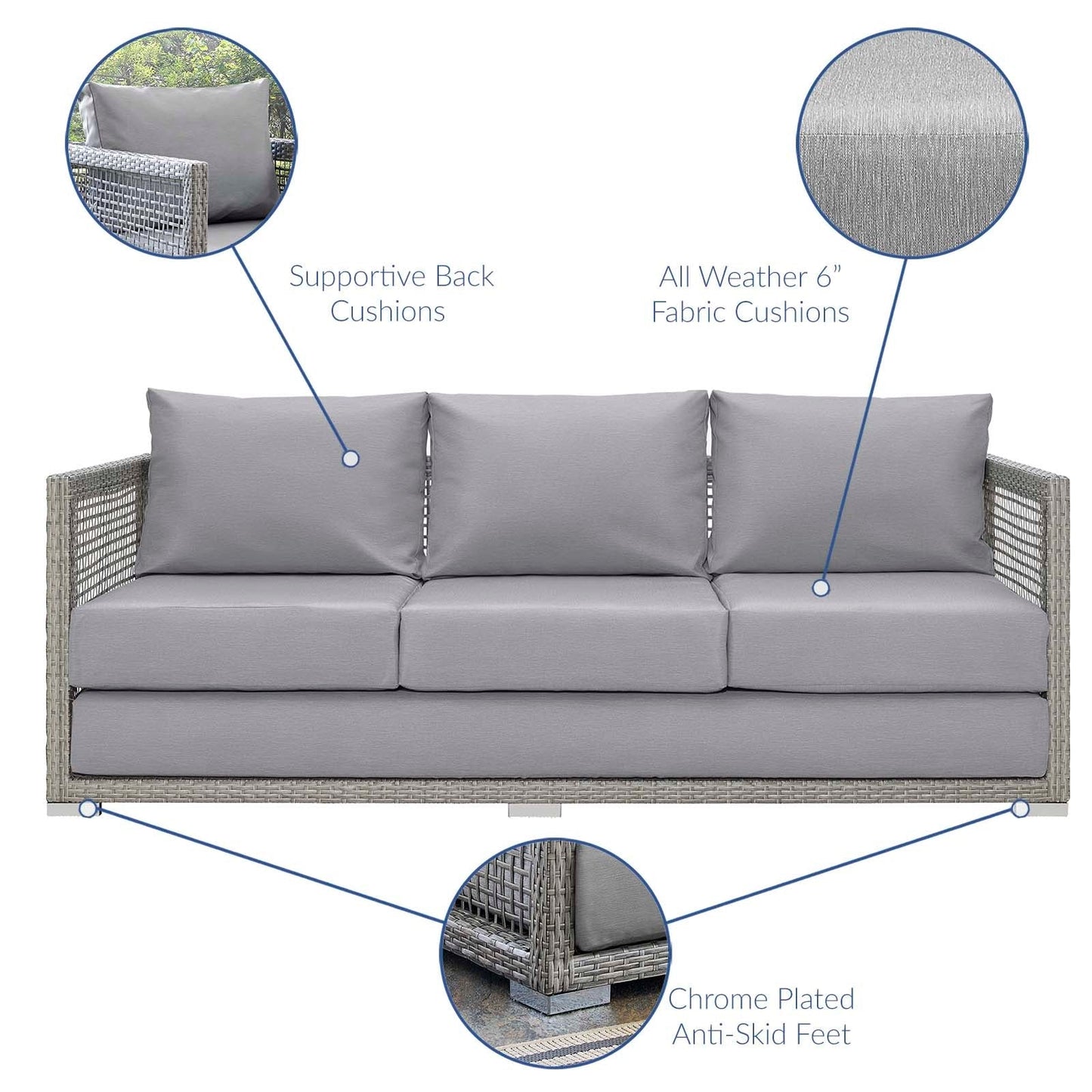 Aura Outdoor Patio Wicker Rattan Sofa. - Venini Furniture 