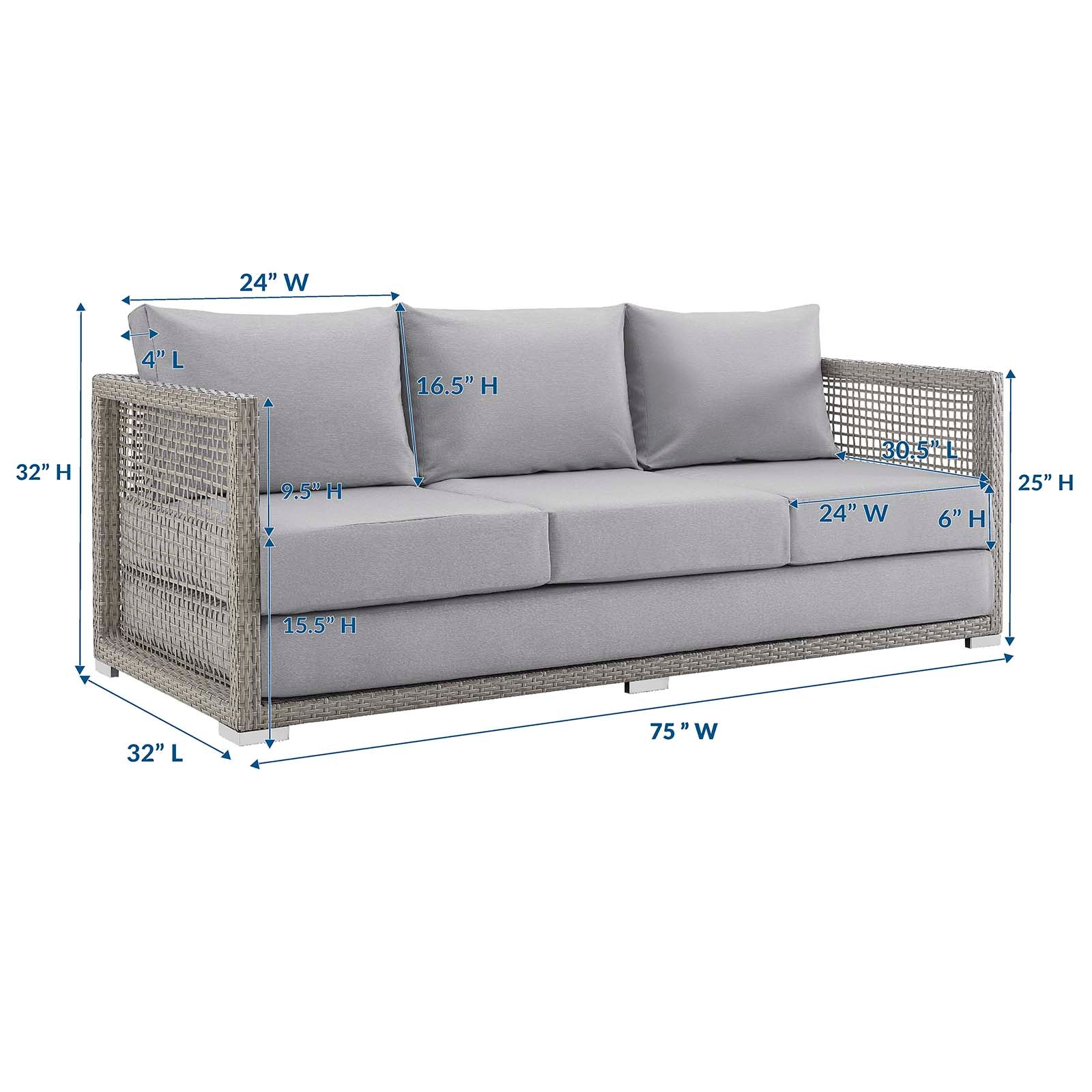 Aura Outdoor Patio Wicker Rattan Sofa. - Venini Furniture 