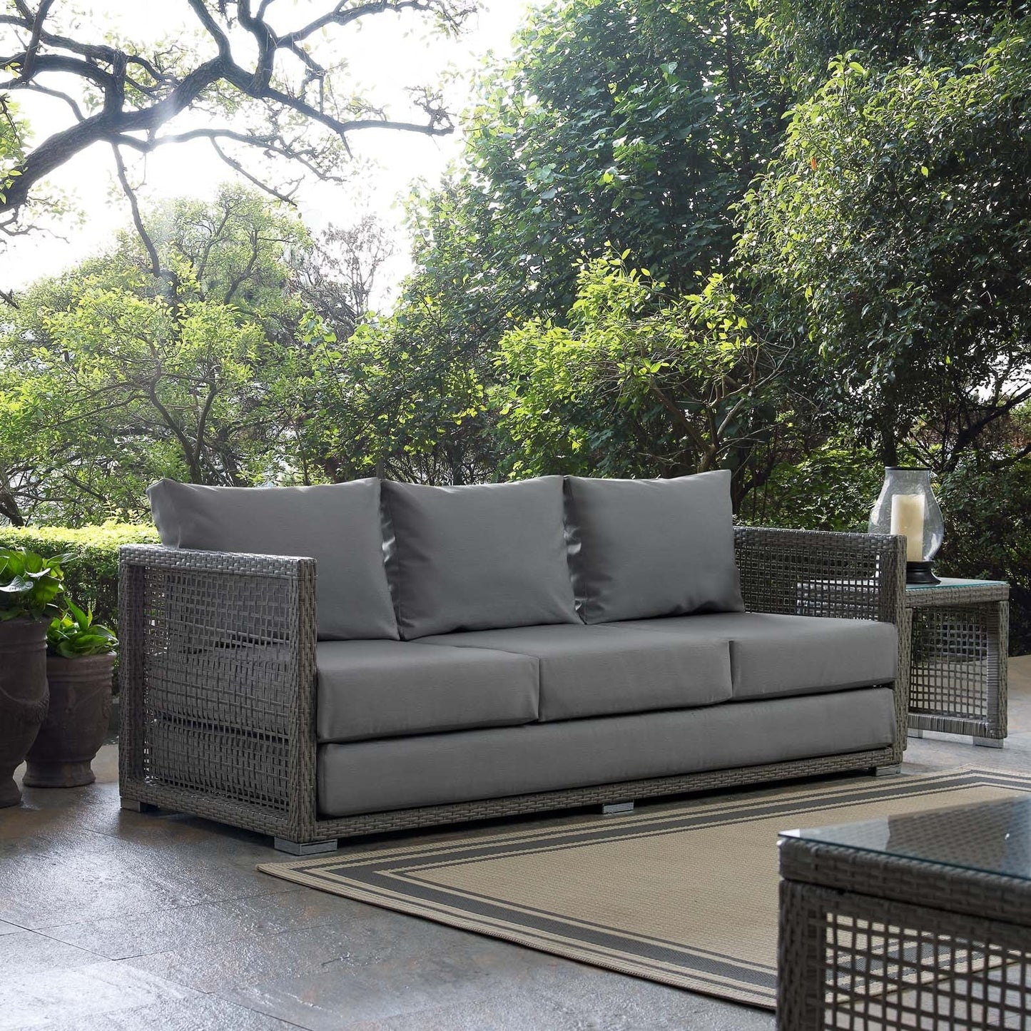 Aura Outdoor Patio Wicker Rattan Sofa. - Venini Furniture 
