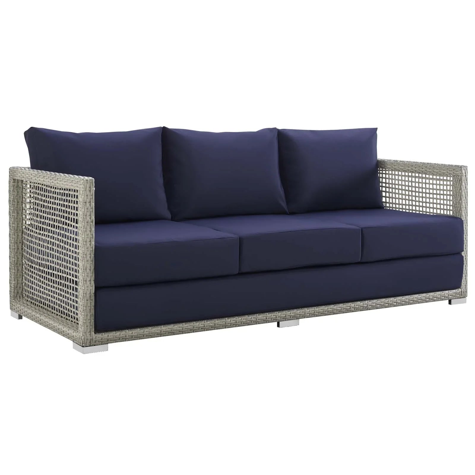Aura Outdoor Patio Wicker Rattan Sofa. - Venini Furniture 