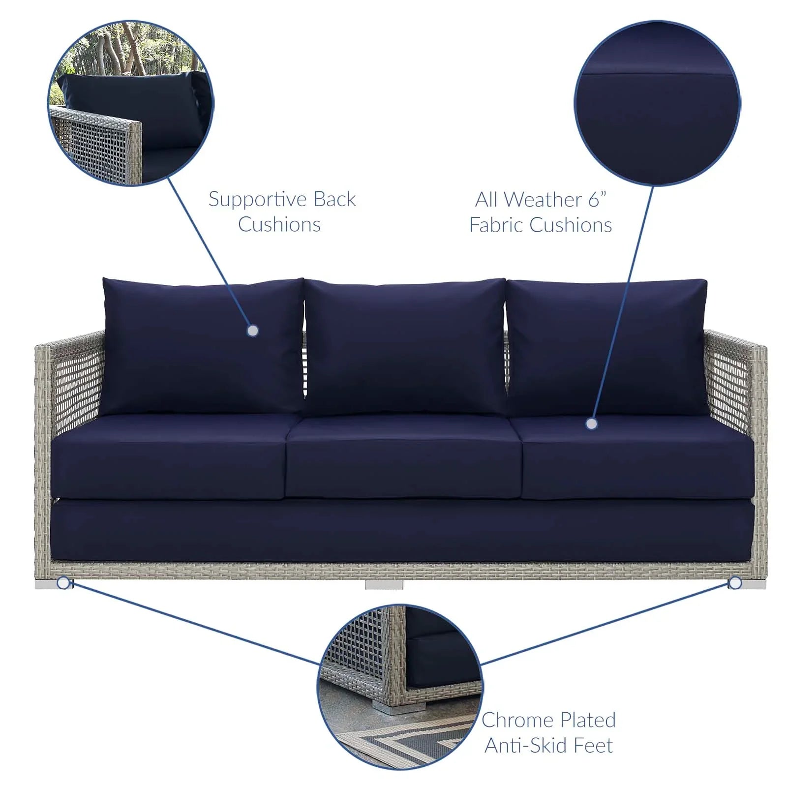 Aura Outdoor Patio Wicker Rattan Sofa. - Venini Furniture 