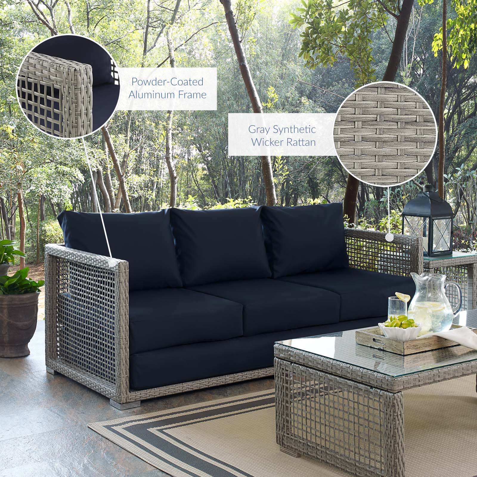 Aura Outdoor Patio Wicker Rattan Sofa. - Venini Furniture 