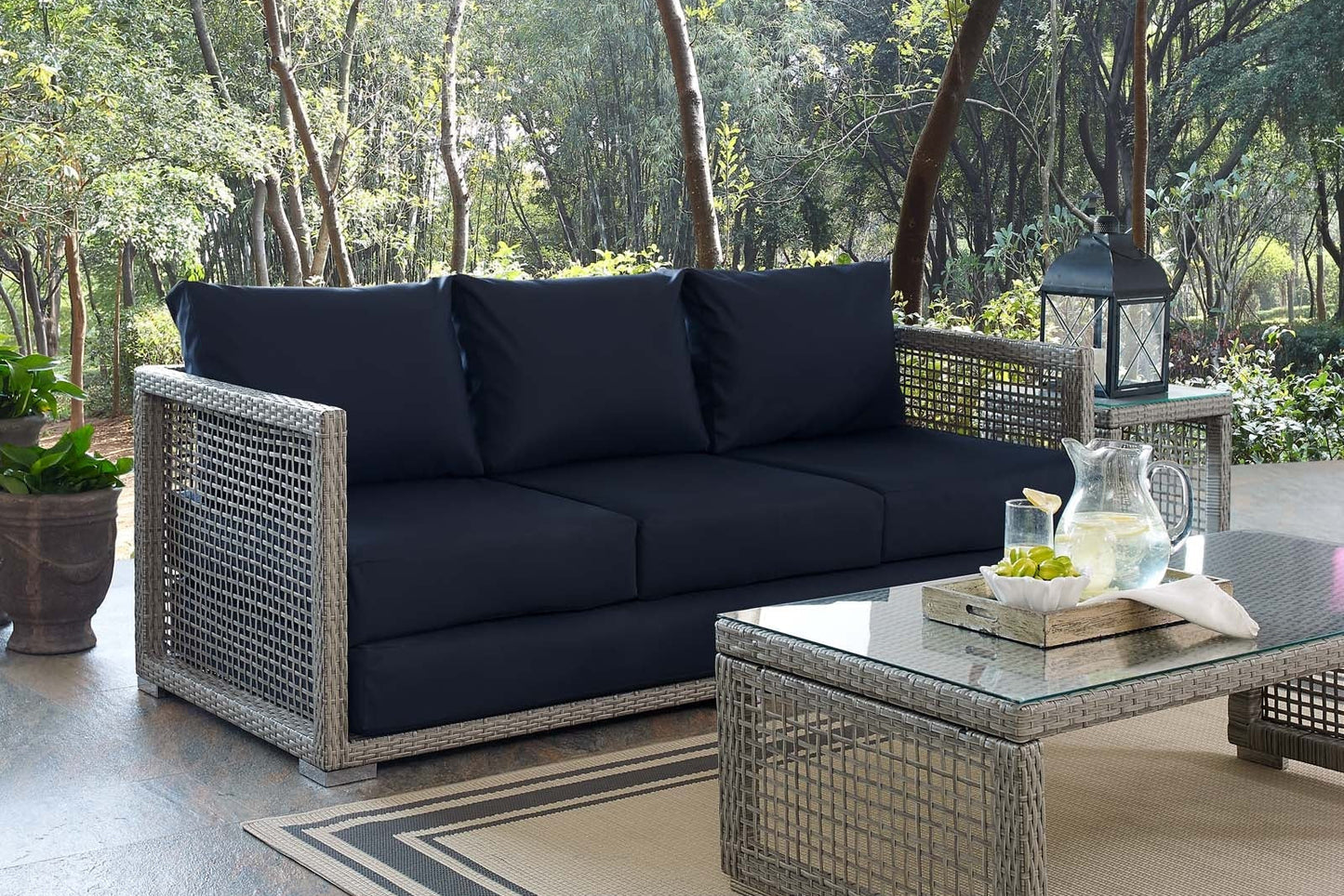 Aura Outdoor Patio Wicker Rattan Sofa. - Venini Furniture 