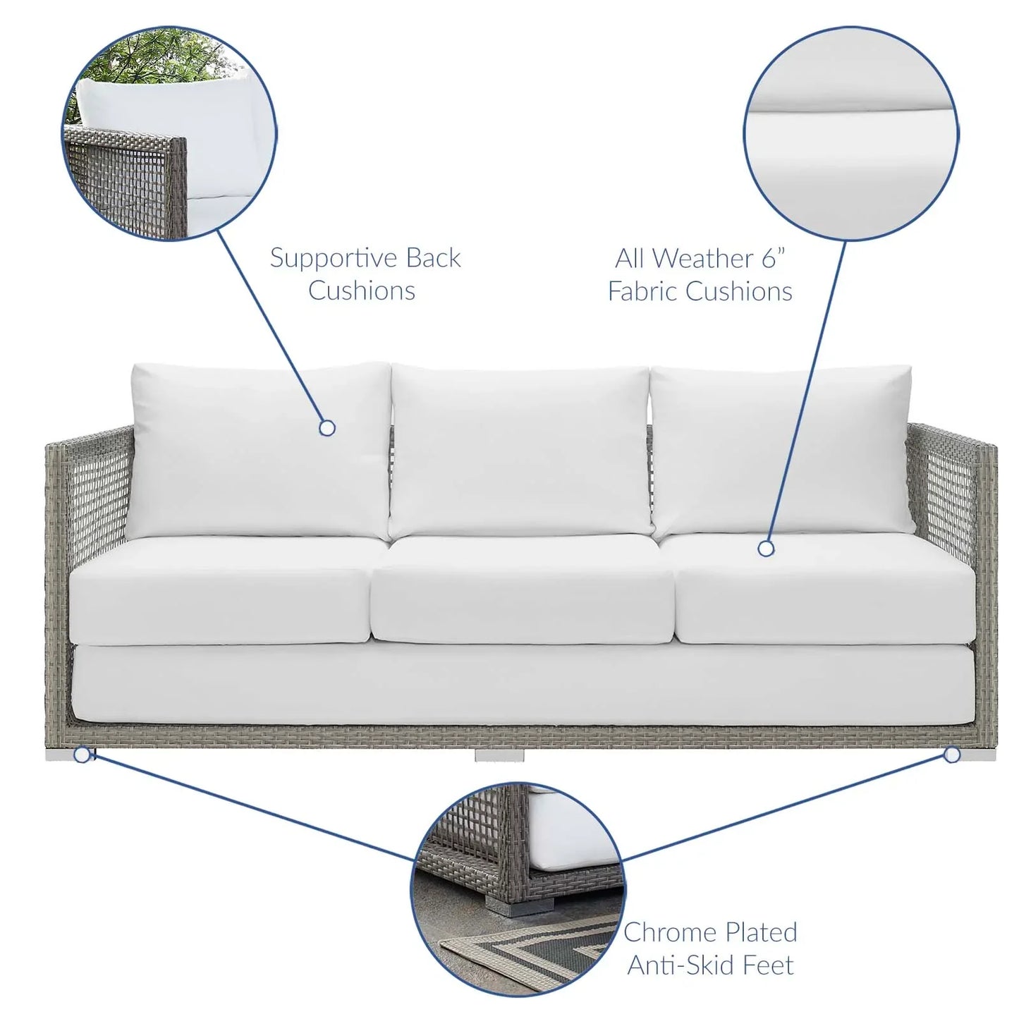 Aura Outdoor Patio Wicker Rattan Sofa. - Venini Furniture 