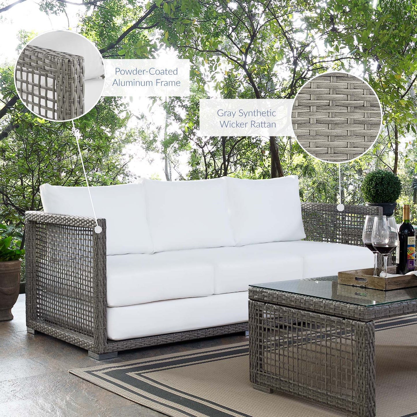 Aura Outdoor Patio Wicker Rattan Sofa. - Venini Furniture 