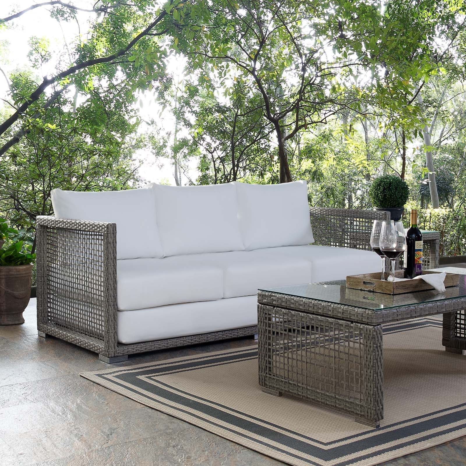 Aura Outdoor Patio Wicker Rattan Sofa. - Venini Furniture 