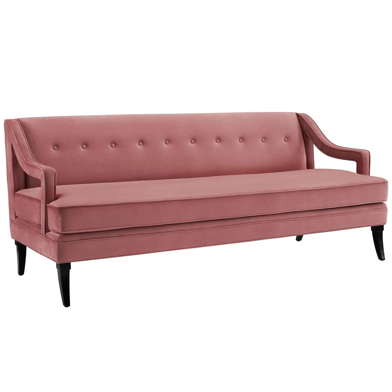 Concur Button Tufted Performance Velvet Sofa in Dusty Rose. - Venini Furniture 