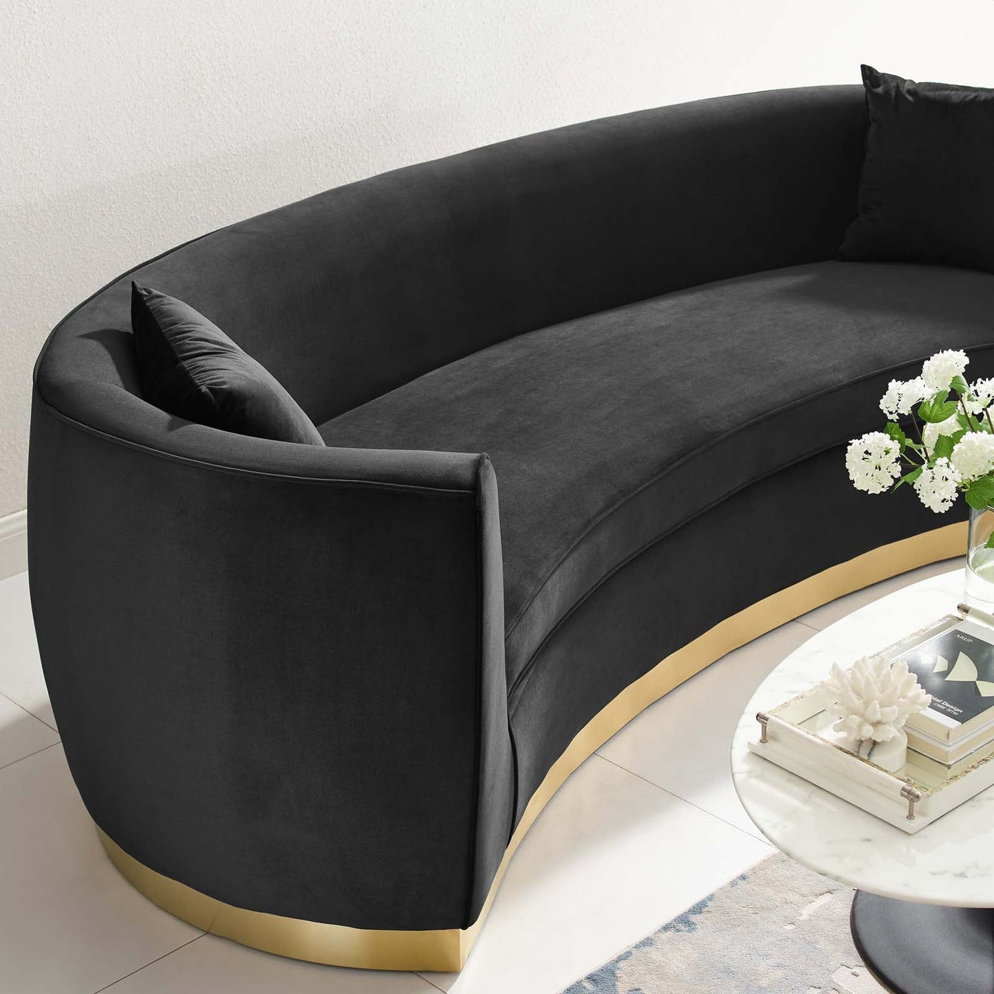 Resolute Curved Performance Velvet Sofa. - Venini Furniture 