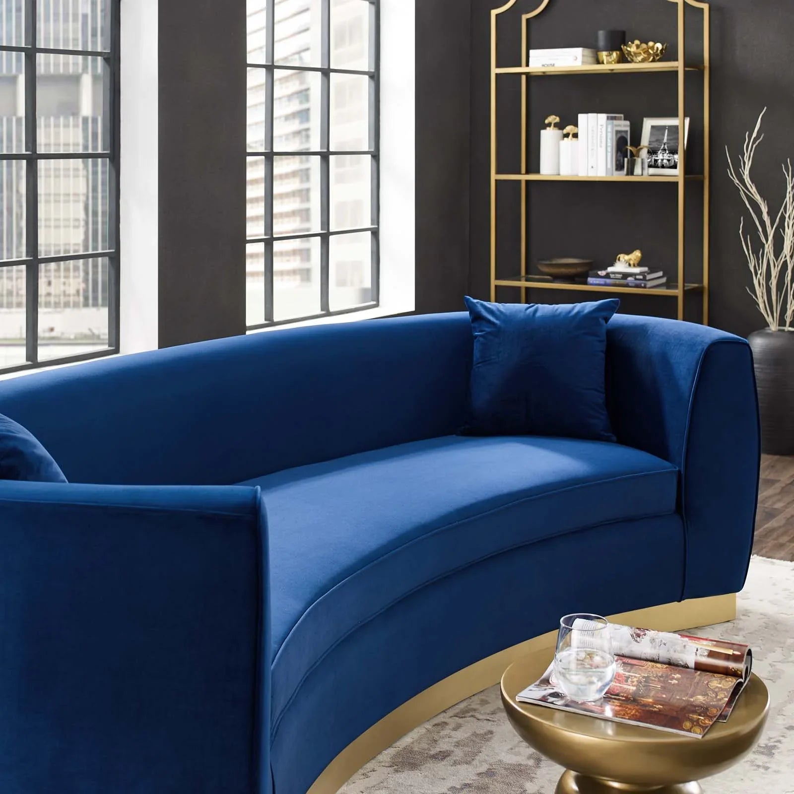 Resolute Curved Performance Velvet Sofa. - Venini Furniture 