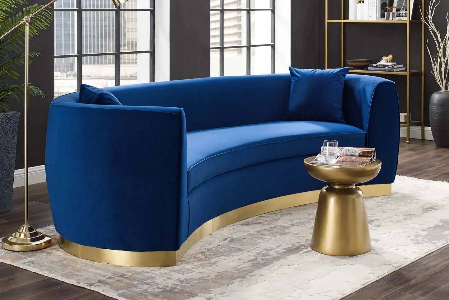 Resolute Curved Performance Velvet Sofa. - Venini Furniture 
