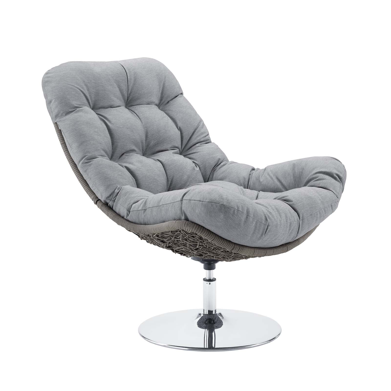 Brighton Wicker Rattan Outdoor Patio Swivel Lounge Chair. - Venini Furniture 