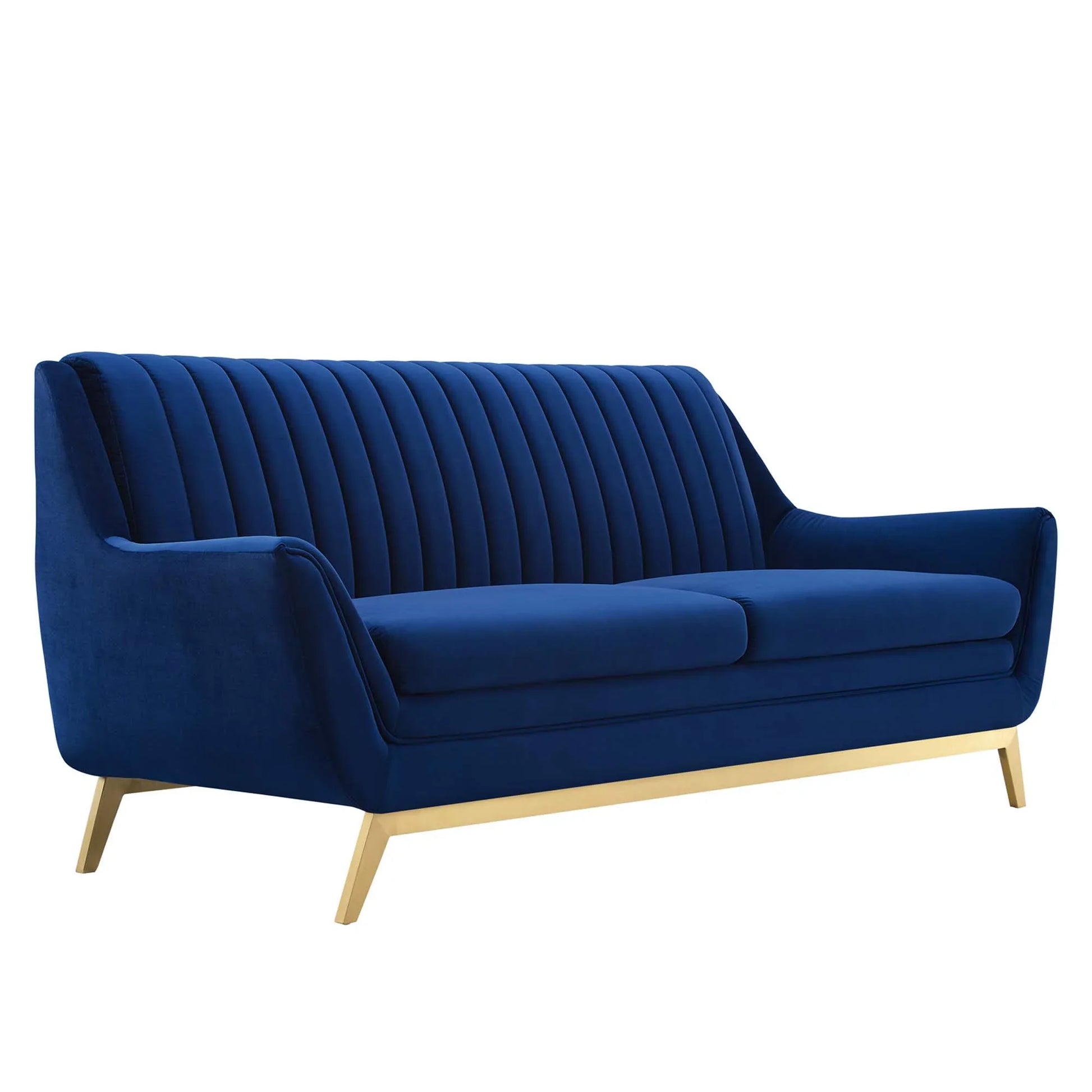 Winsome Channel Tufted Performance Velvet Sofa in Navy. - Venini Furniture 