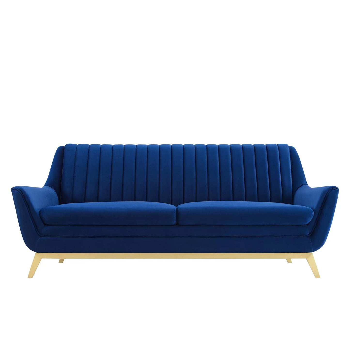 Winsome Channel Tufted Performance Velvet Sofa in Navy. - Venini Furniture 