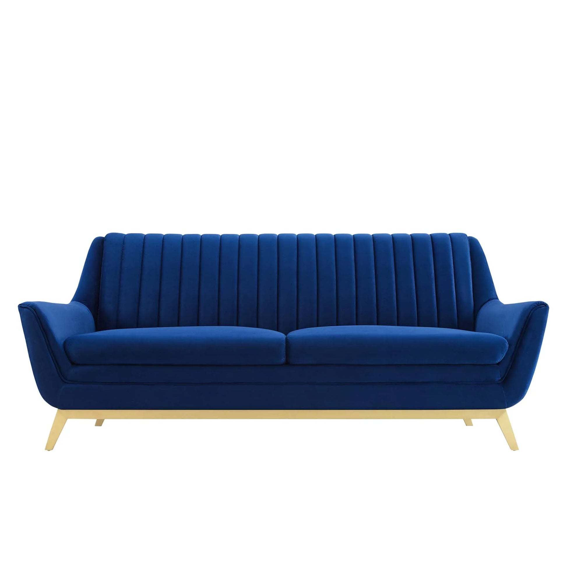Winsome Channel Tufted Performance Velvet Sofa in Navy. - Venini Furniture 
