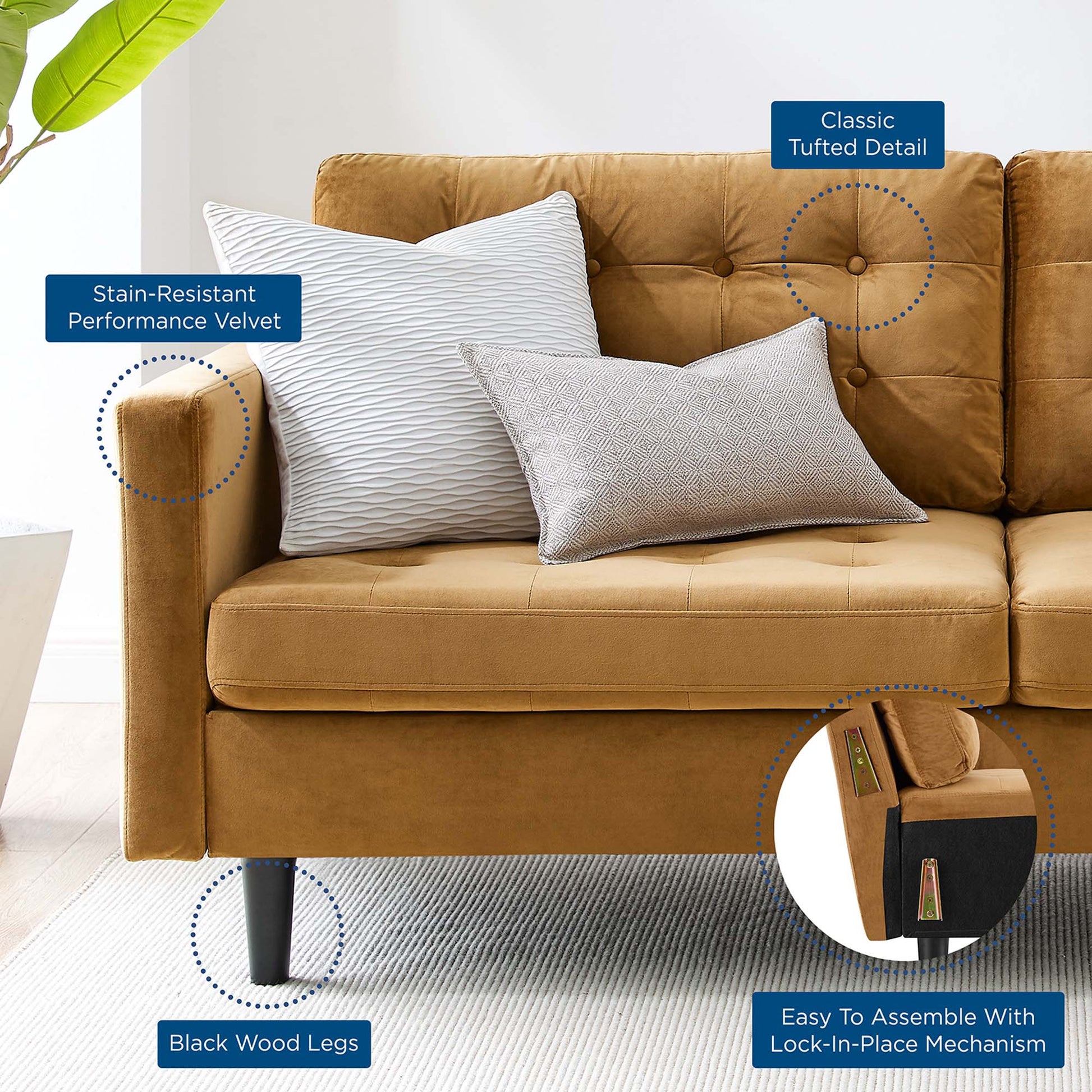 Exalt Tufted Performance Velvet Sofa. - Venini Furniture 