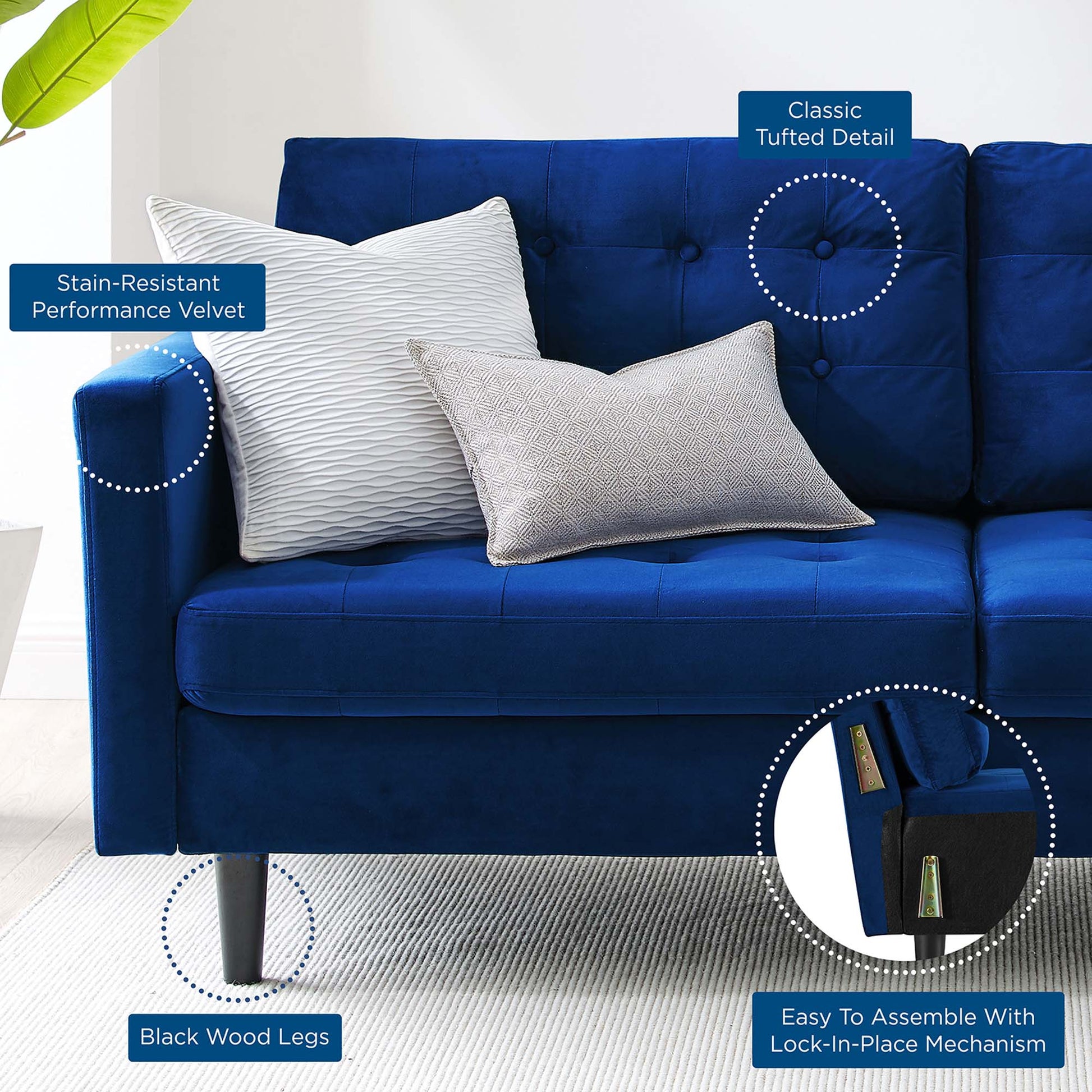 Exalt Tufted Performance Velvet Sofa. - Venini Furniture 