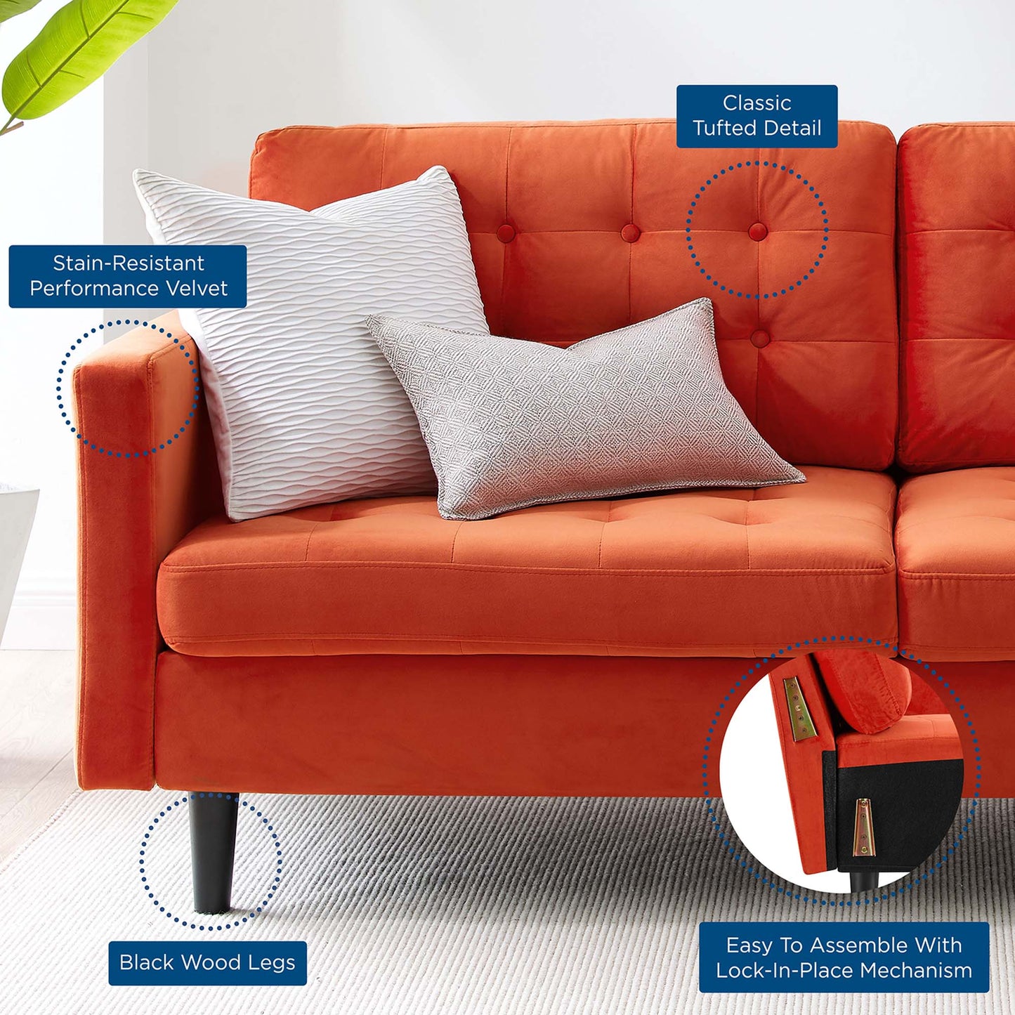 Exalt Tufted Performance Velvet Sofa. - Venini Furniture 