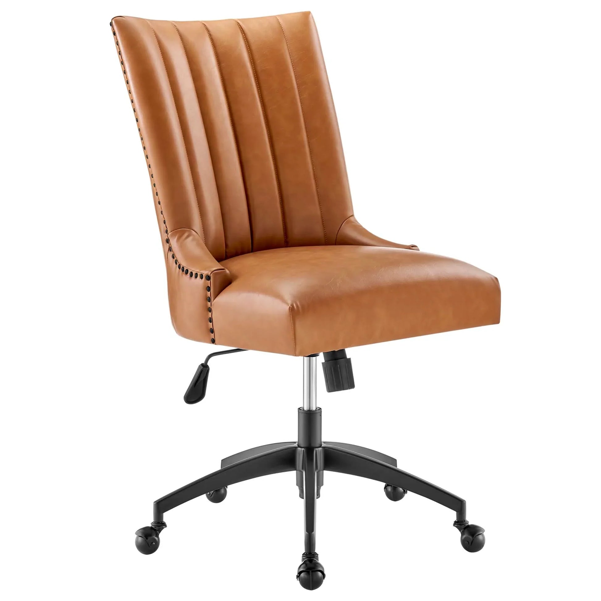 Empower Channel Tufted Vegan Leather Office Chair in Black Tan. - Venini Furniture 