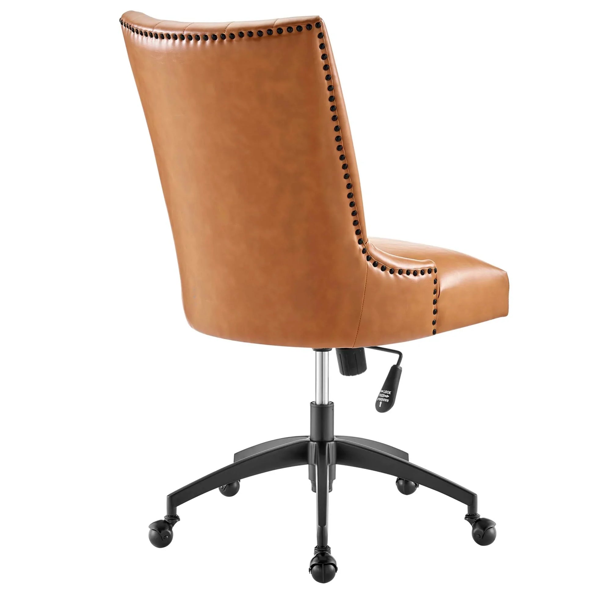 Empower Channel Tufted Vegan Leather Office Chair in Black Tan. - Venini Furniture 