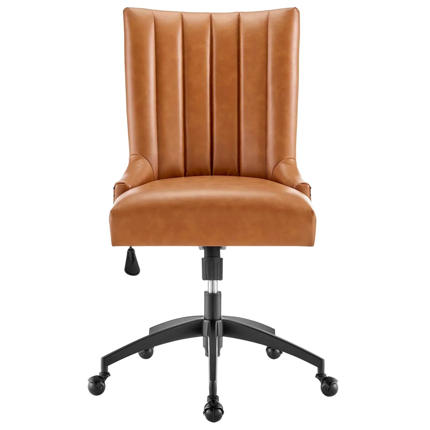 Empower Channel Tufted Vegan Leather Office Chair in Black Tan. - Venini Furniture 