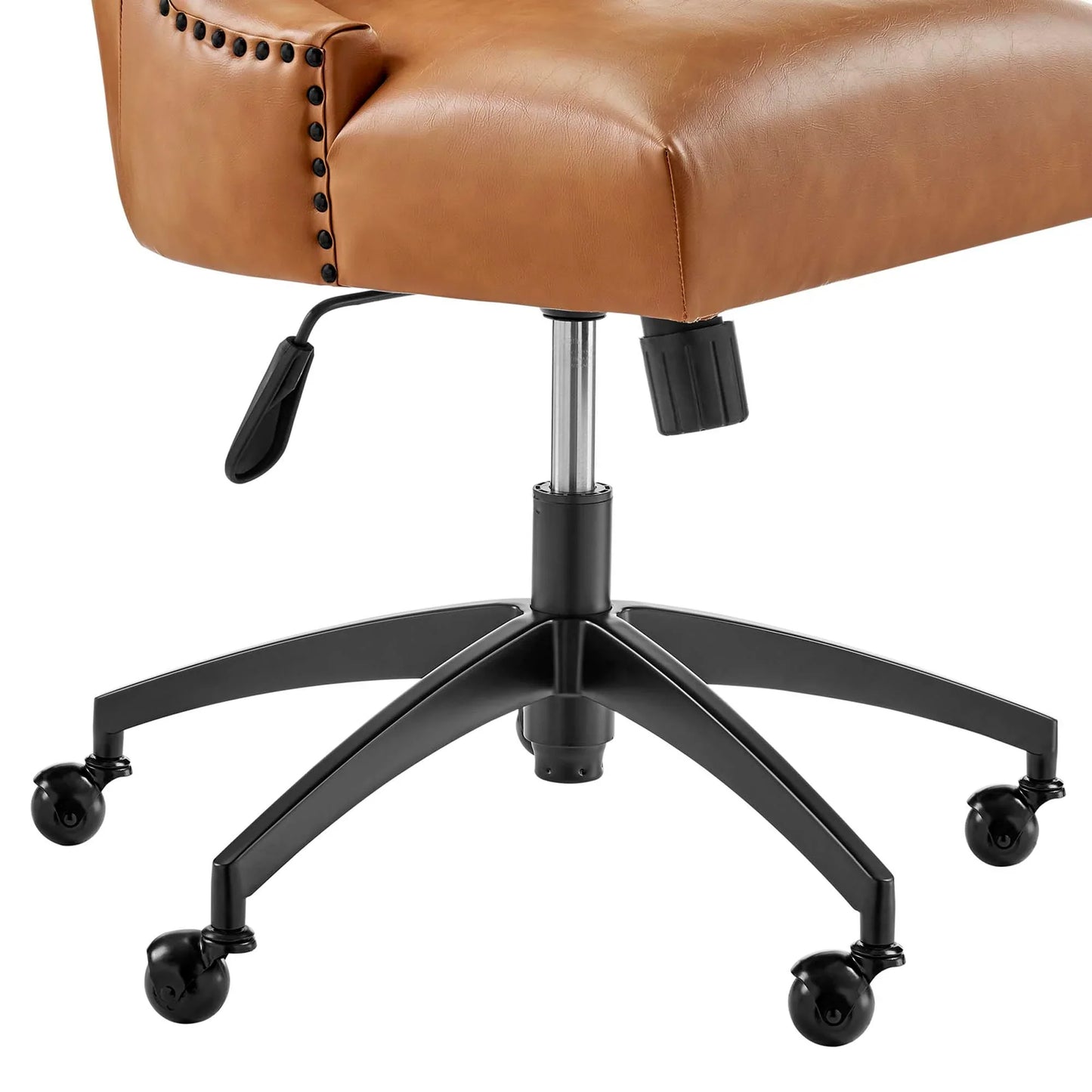 Empower Channel Tufted Vegan Leather Office Chair in Black Tan. - Venini Furniture 