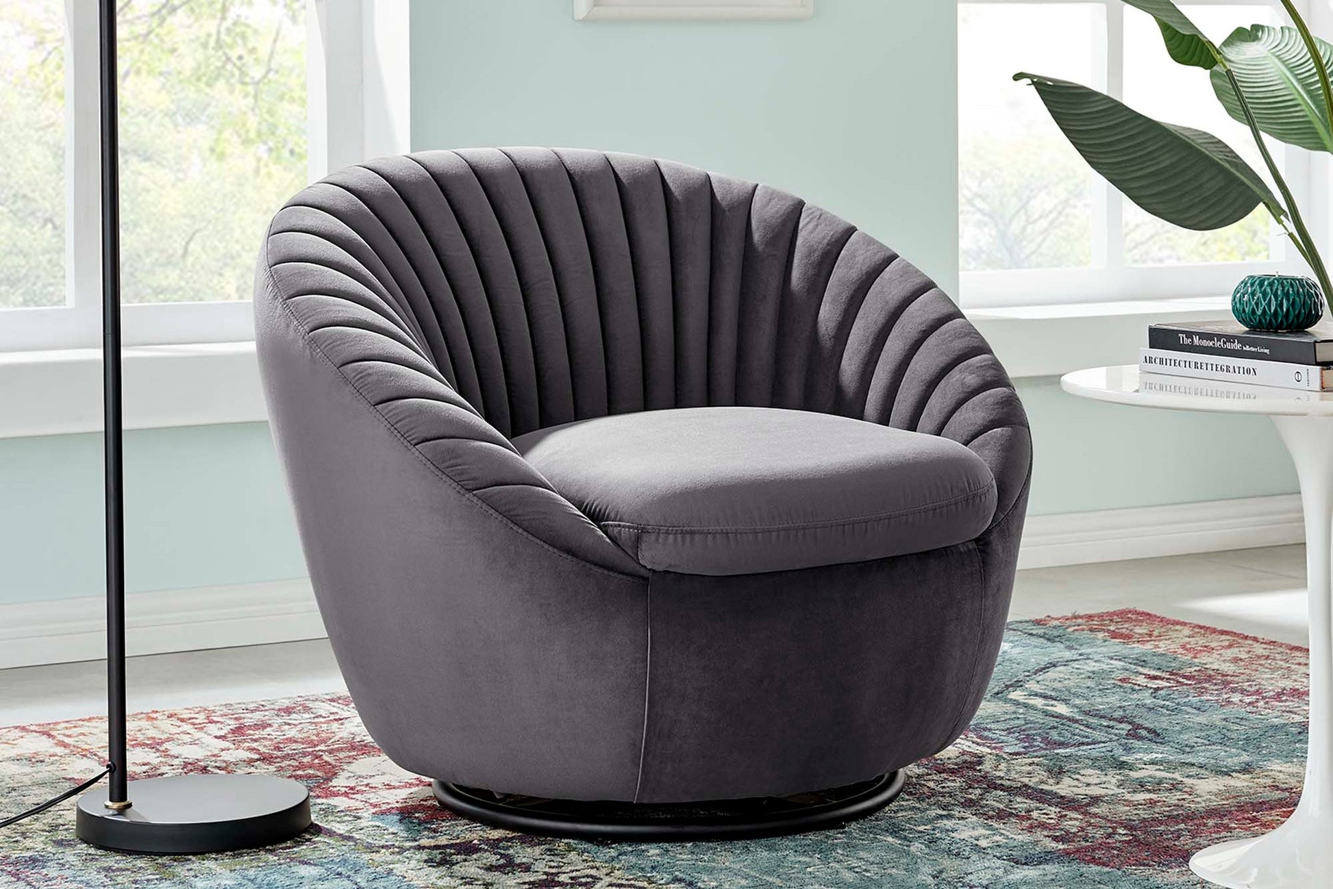 Whirr Tufted Performance Velvet Swivel Chair FREE SHIPPING. - Venini Furniture 