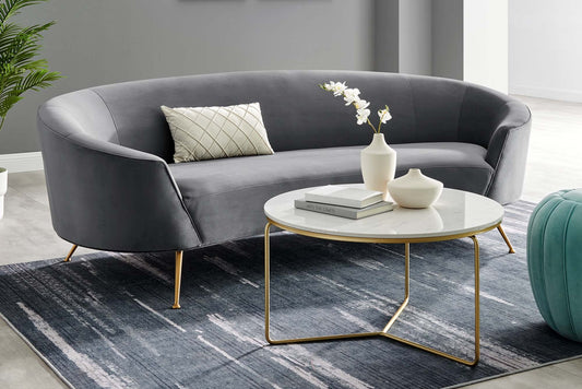 Marchesa Upholstered Performance Velvet Sofa in Gray - Venini Furniture 