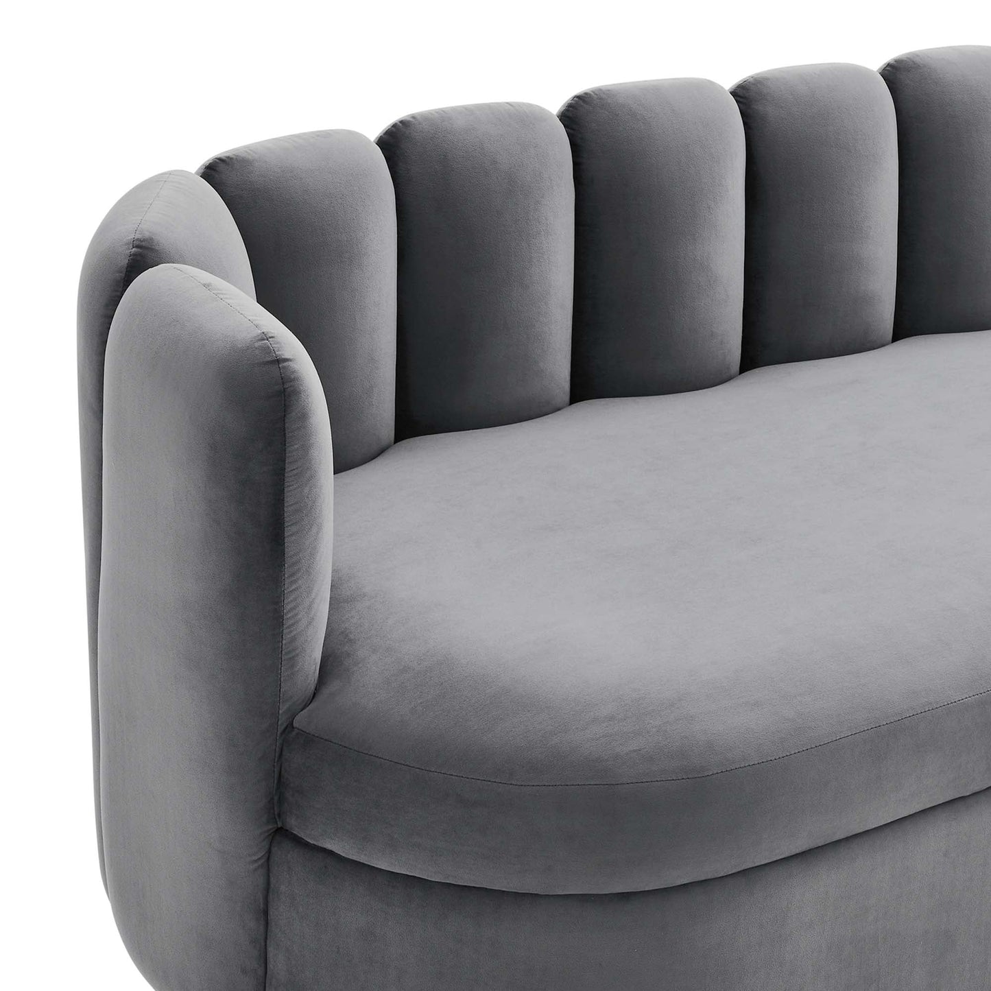 Victoria Channel Tufted Performance Velvet Sofa in Gray. - Venini Furniture 