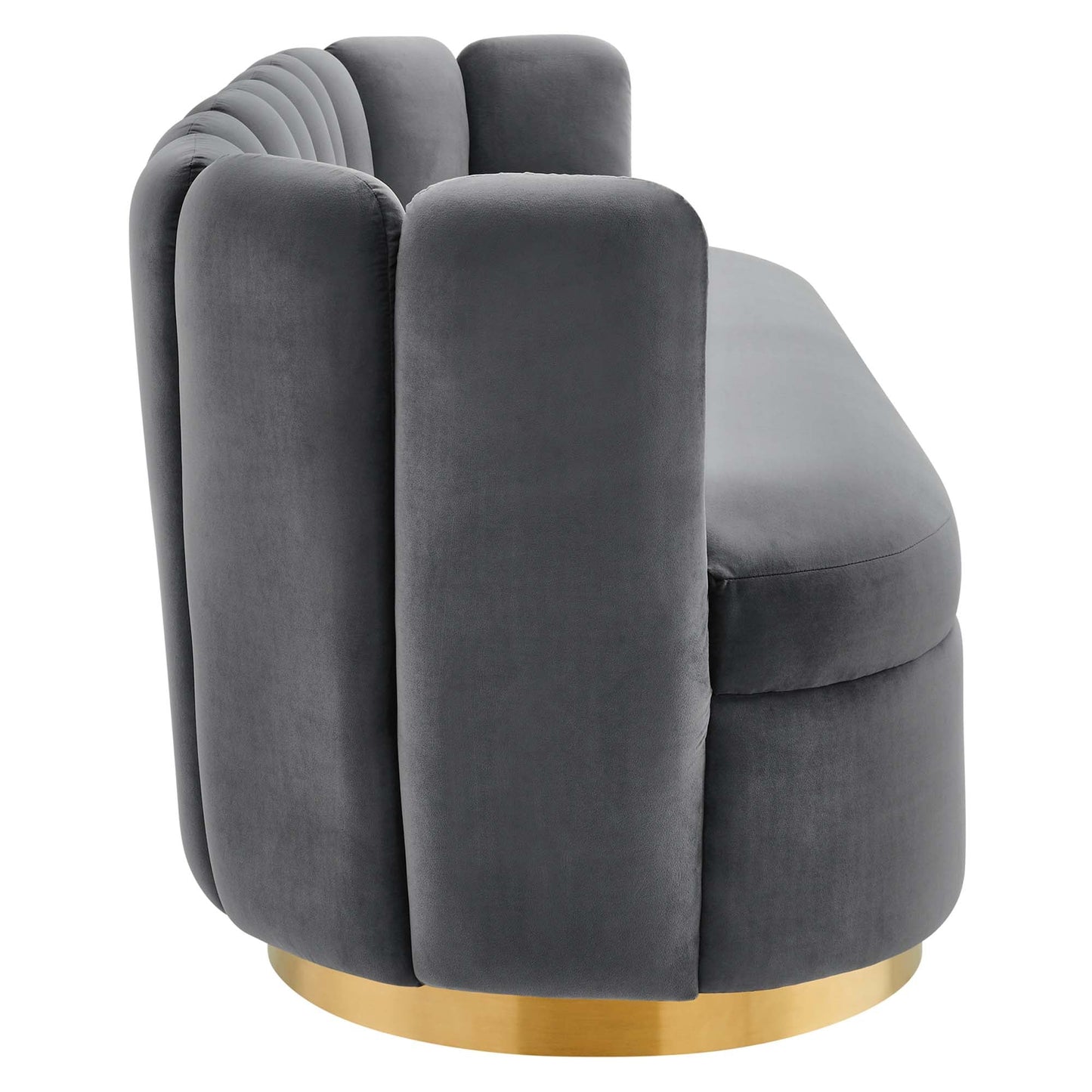 Victoria Channel Tufted Performance Velvet Sofa in Gray. - Venini Furniture 