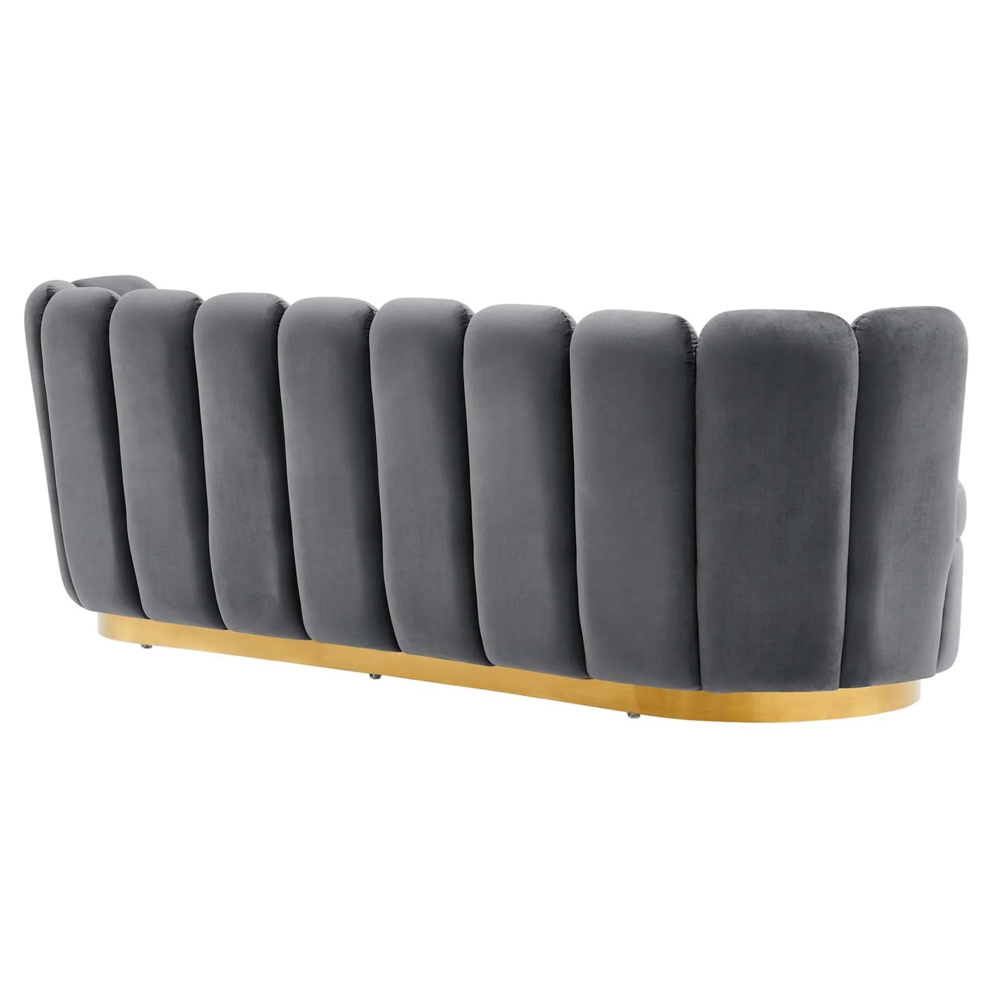 Victoria Channel Tufted Performance Velvet Sofa in Gray. - Venini Furniture 