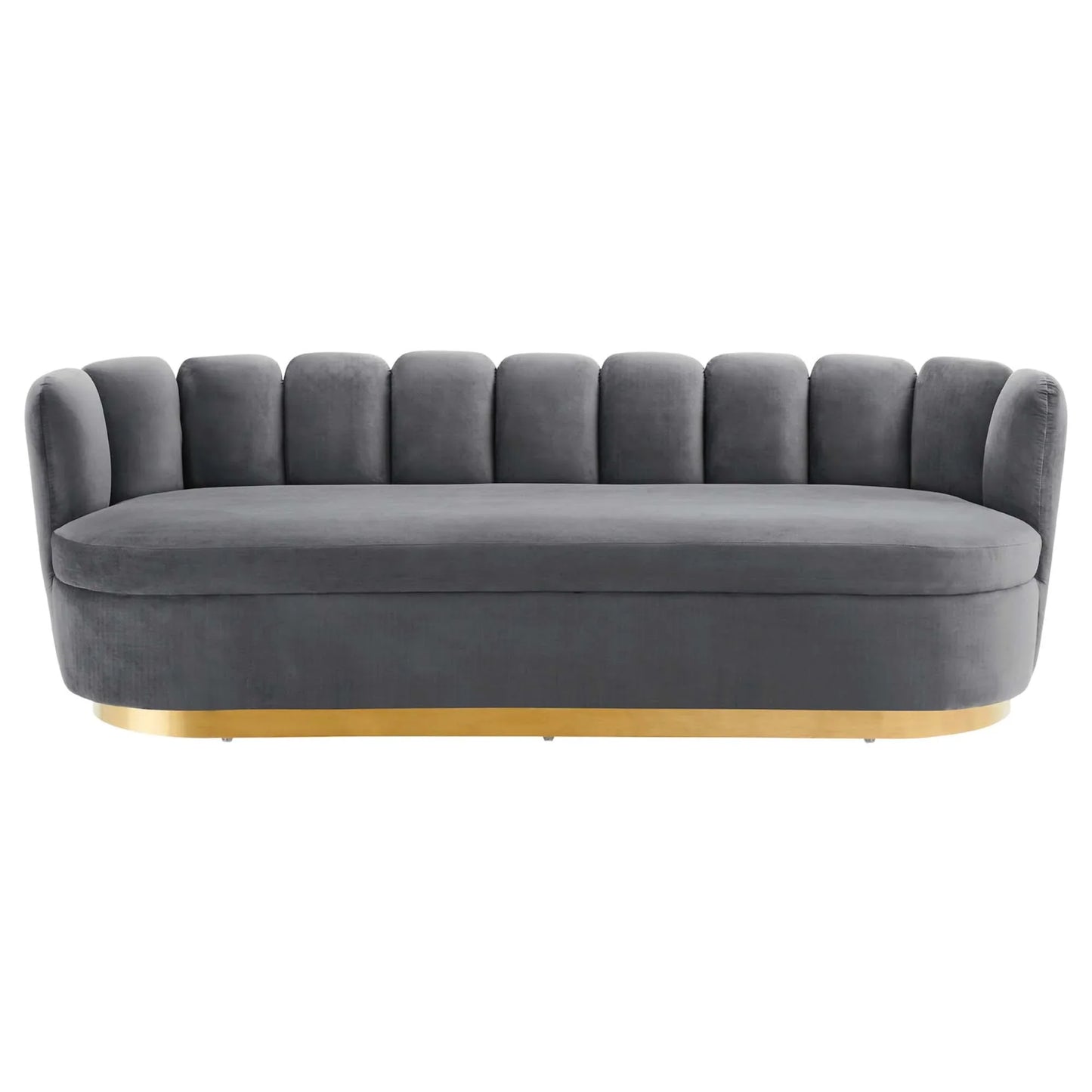 Victoria Channel Tufted Performance Velvet Sofa in Gray. - Venini Furniture 