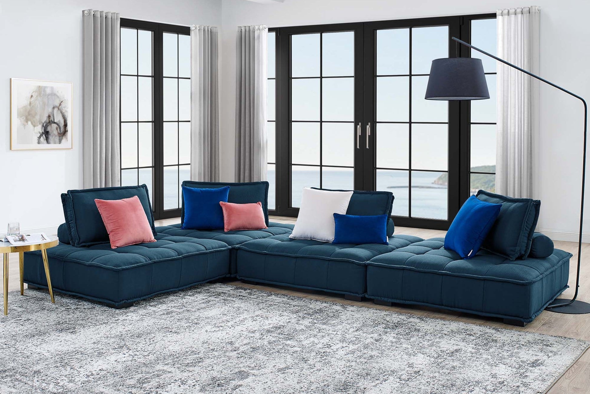 Saunter 4-Piece Tufted Fabric Fabric Sectional Sofa - Venini Furniture 
