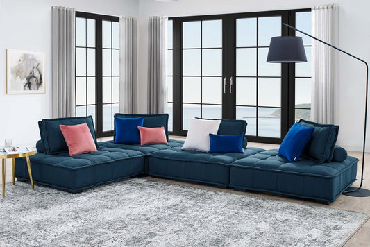 Saunter 4-Piece Tufted Fabric Fabric Sectional Sofa - Venini Furniture 