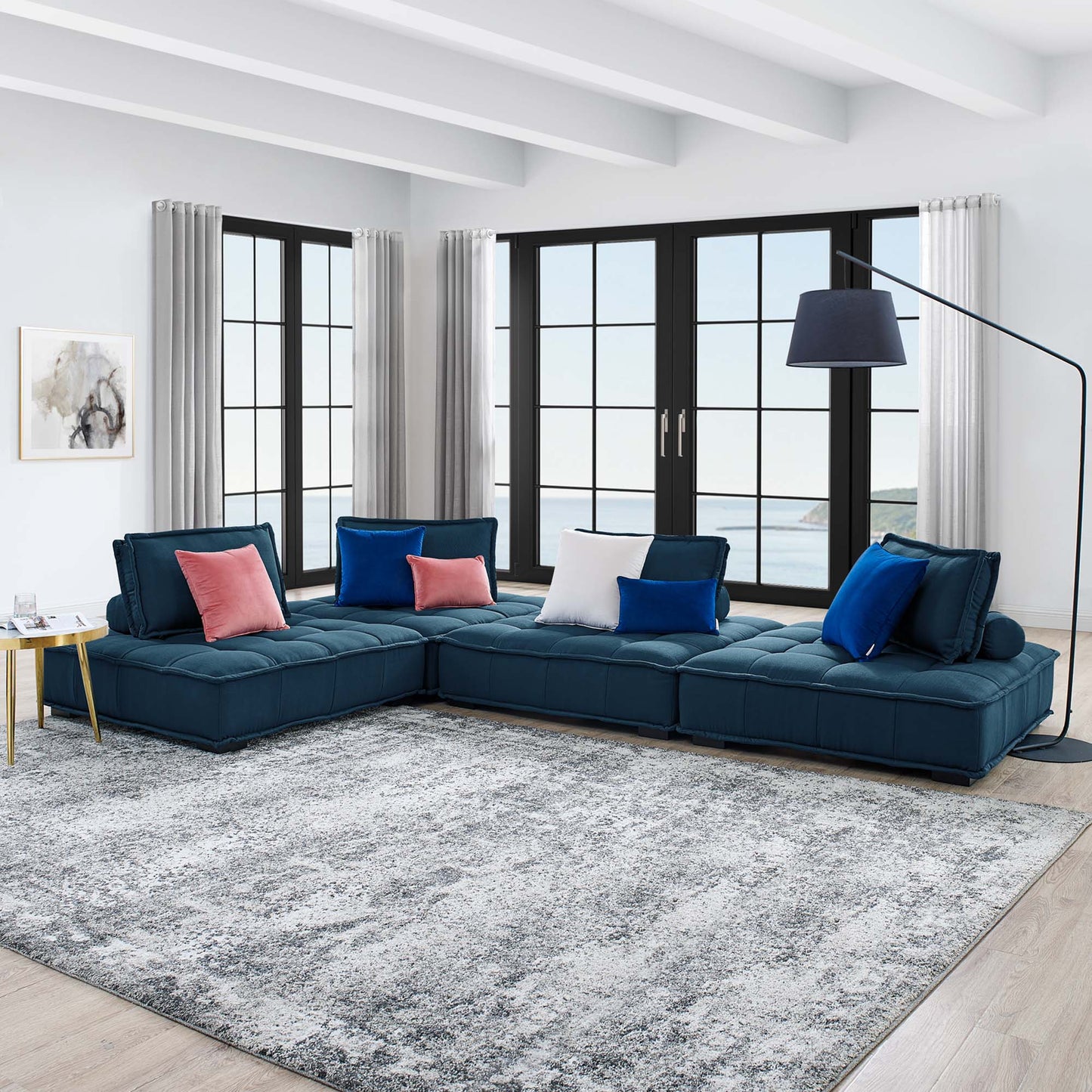 Saunter 4-Piece Tufted Fabric Fabric Sectional Sofa - Venini Furniture 