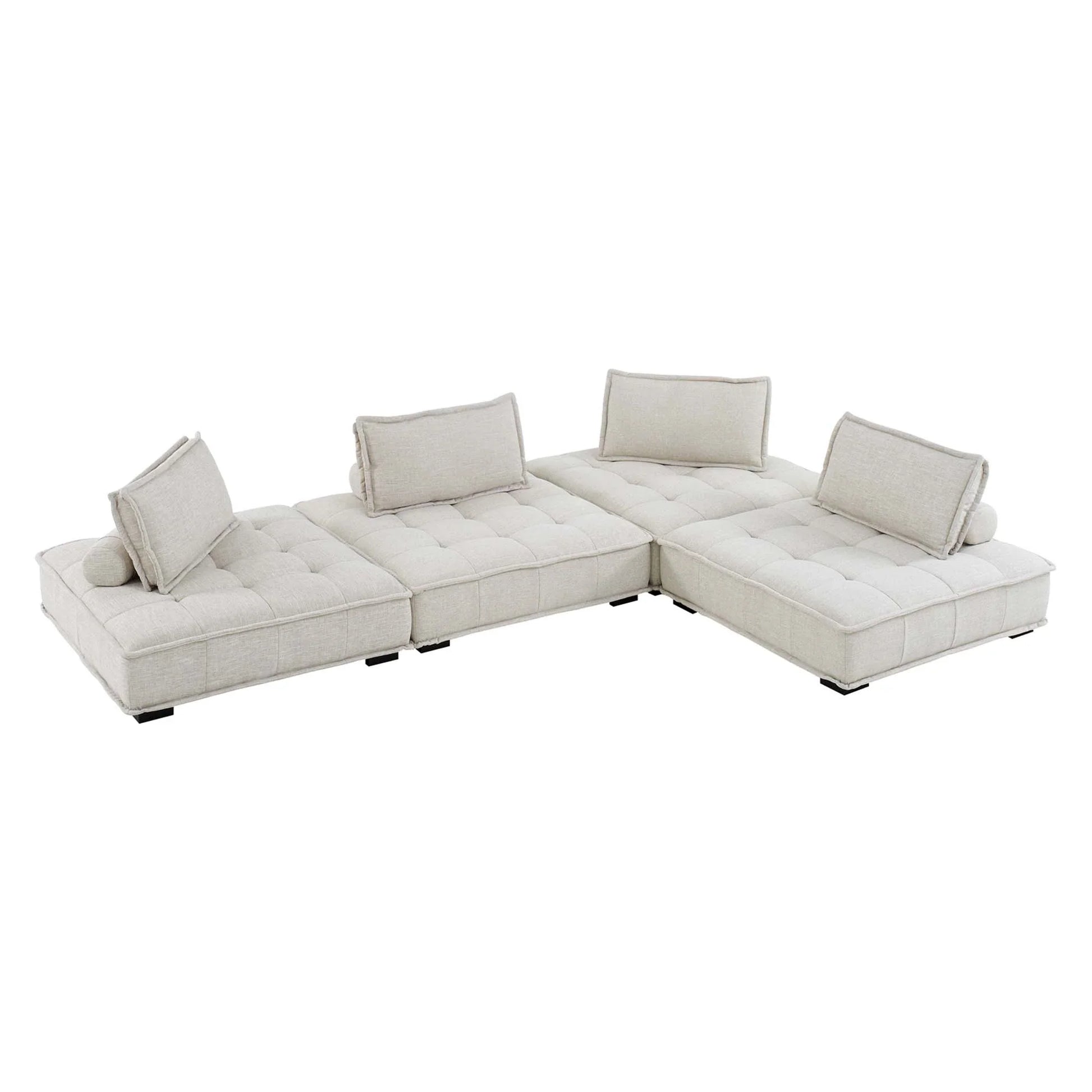 Saunter 4-Piece Tufted Fabric Fabric Sectional Sofa - Venini Furniture 