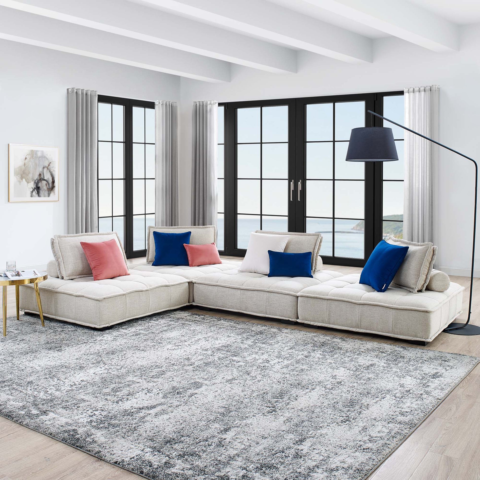 Saunter 4-Piece Tufted Fabric Fabric Sectional Sofa - Venini Furniture 