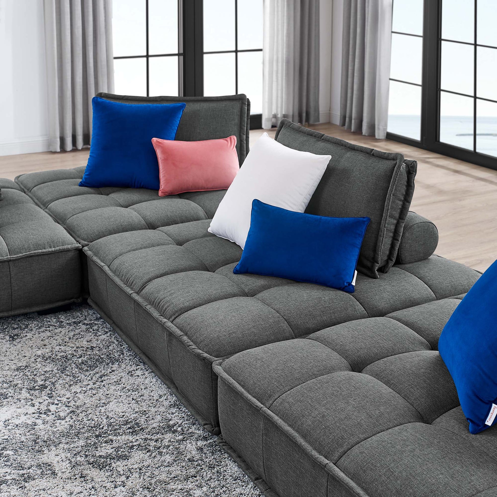 Saunter 4-Piece Tufted Fabric Fabric Sectional Sofa - Venini Furniture 