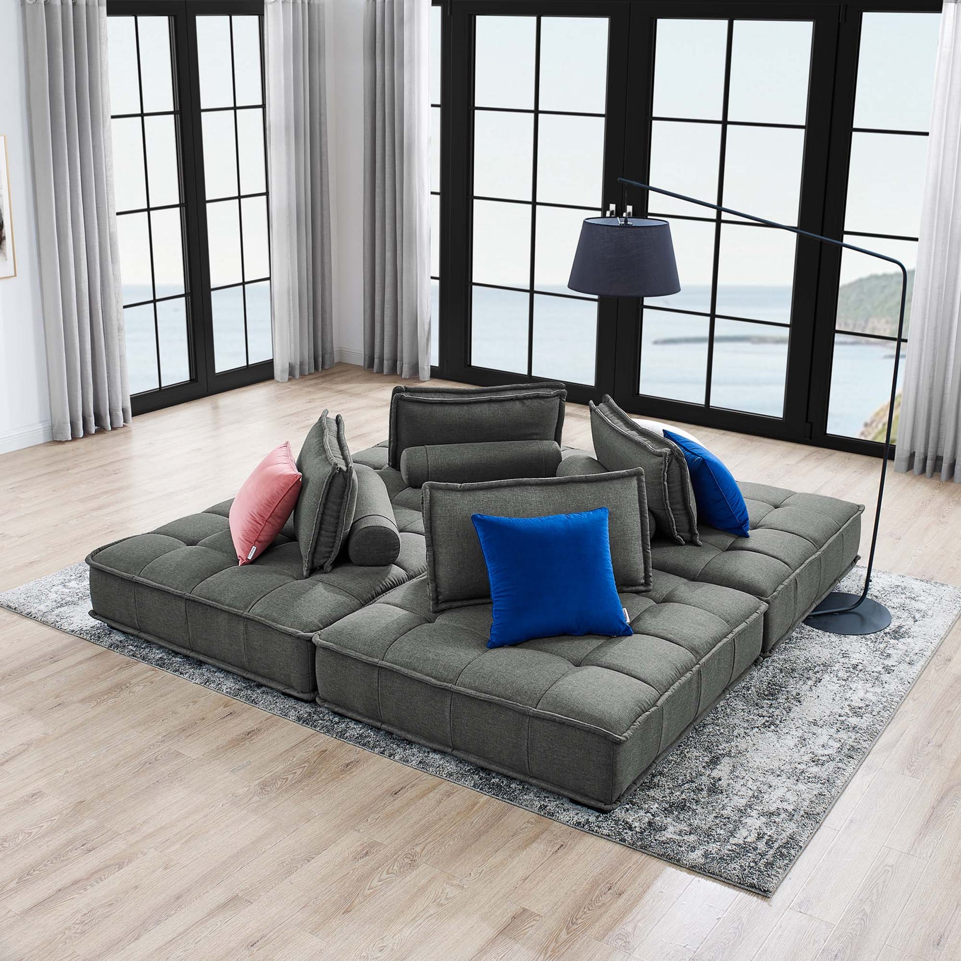 Saunter 4-Piece Tufted Fabric Fabric Sectional Sofa - Venini Furniture 