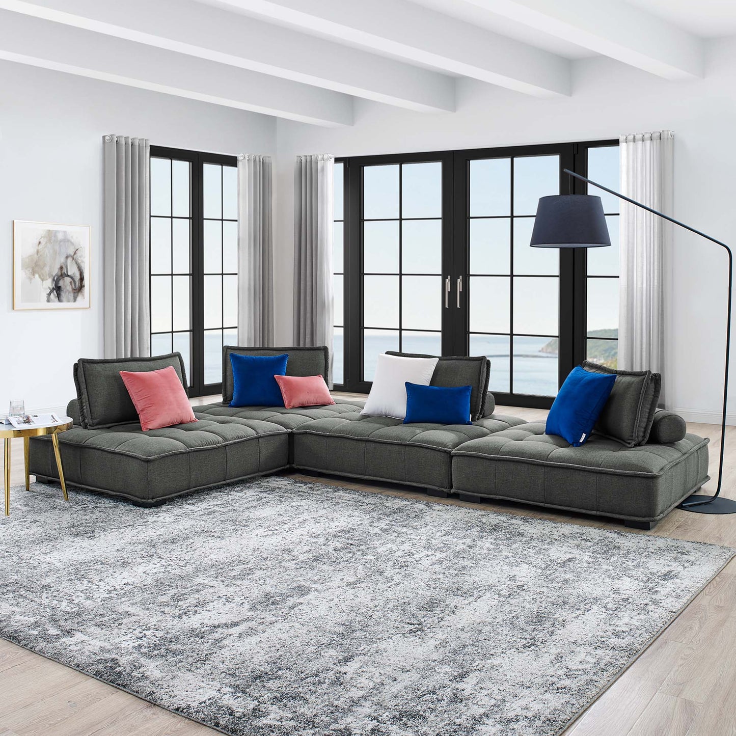 Saunter 4-Piece Tufted Fabric Fabric Sectional Sofa - Venini Furniture 