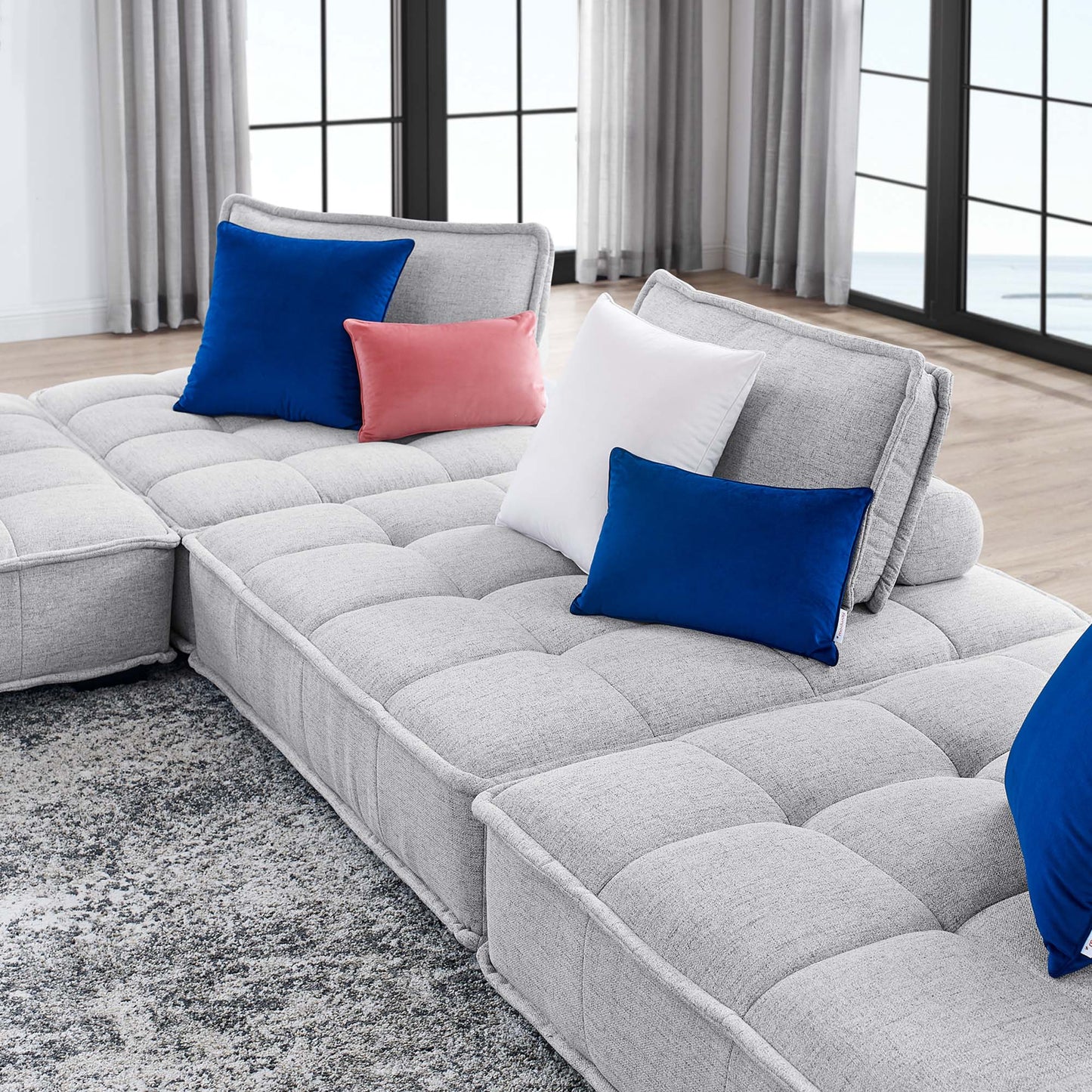 Saunter 4-Piece Tufted Fabric Fabric Sectional Sofa - Venini Furniture 