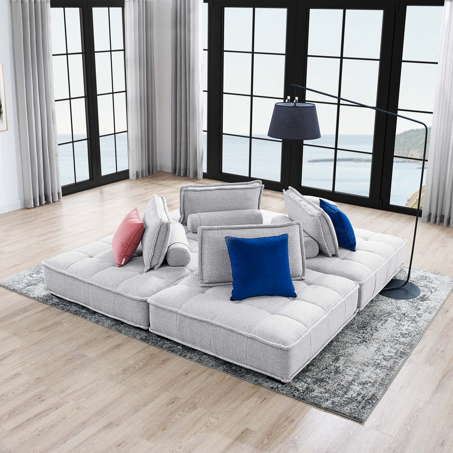 Saunter 4-Piece Tufted Fabric Fabric Sectional Sofa - Venini Furniture 
