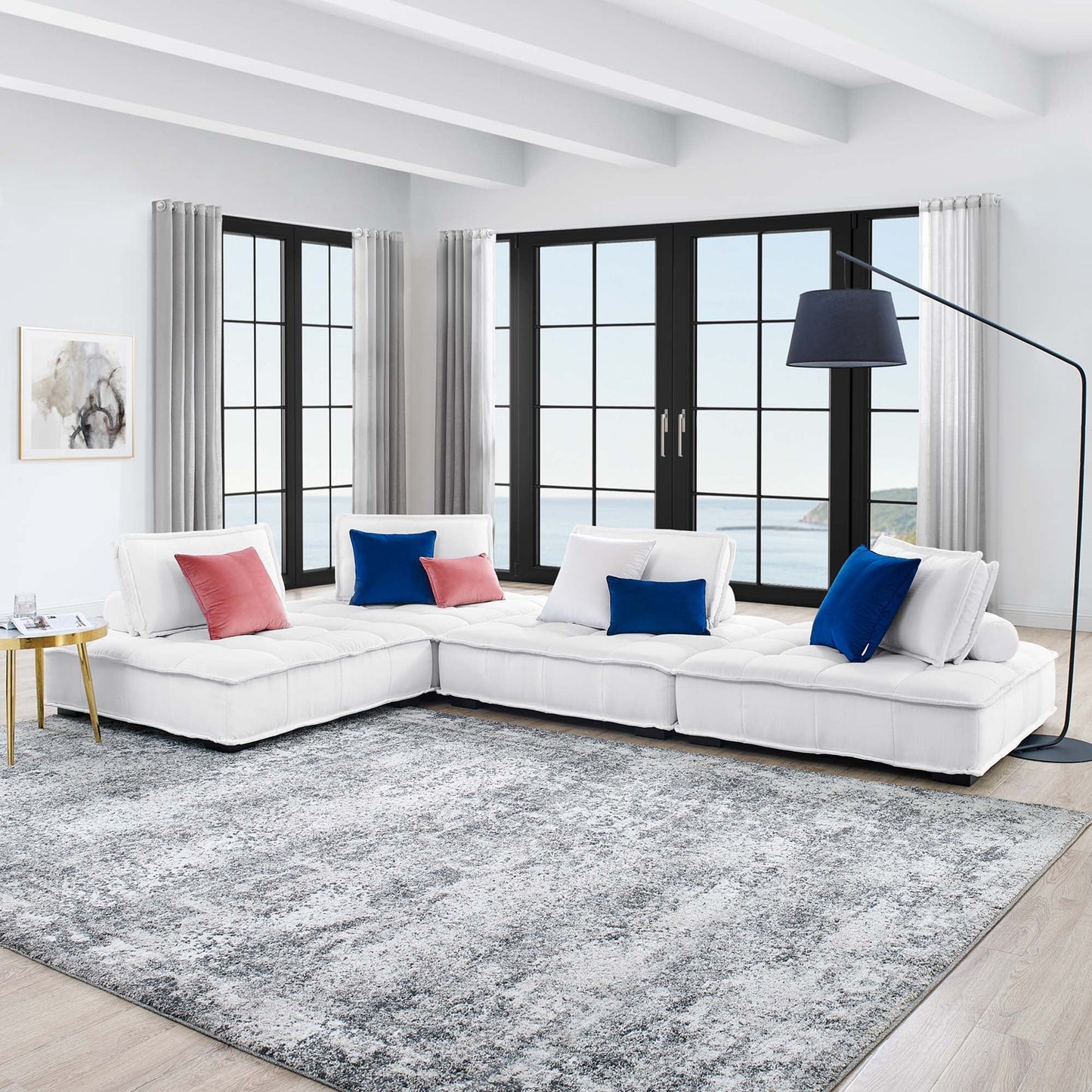Saunter 4-Piece Tufted Fabric Fabric Sectional Sofa - Venini Furniture 