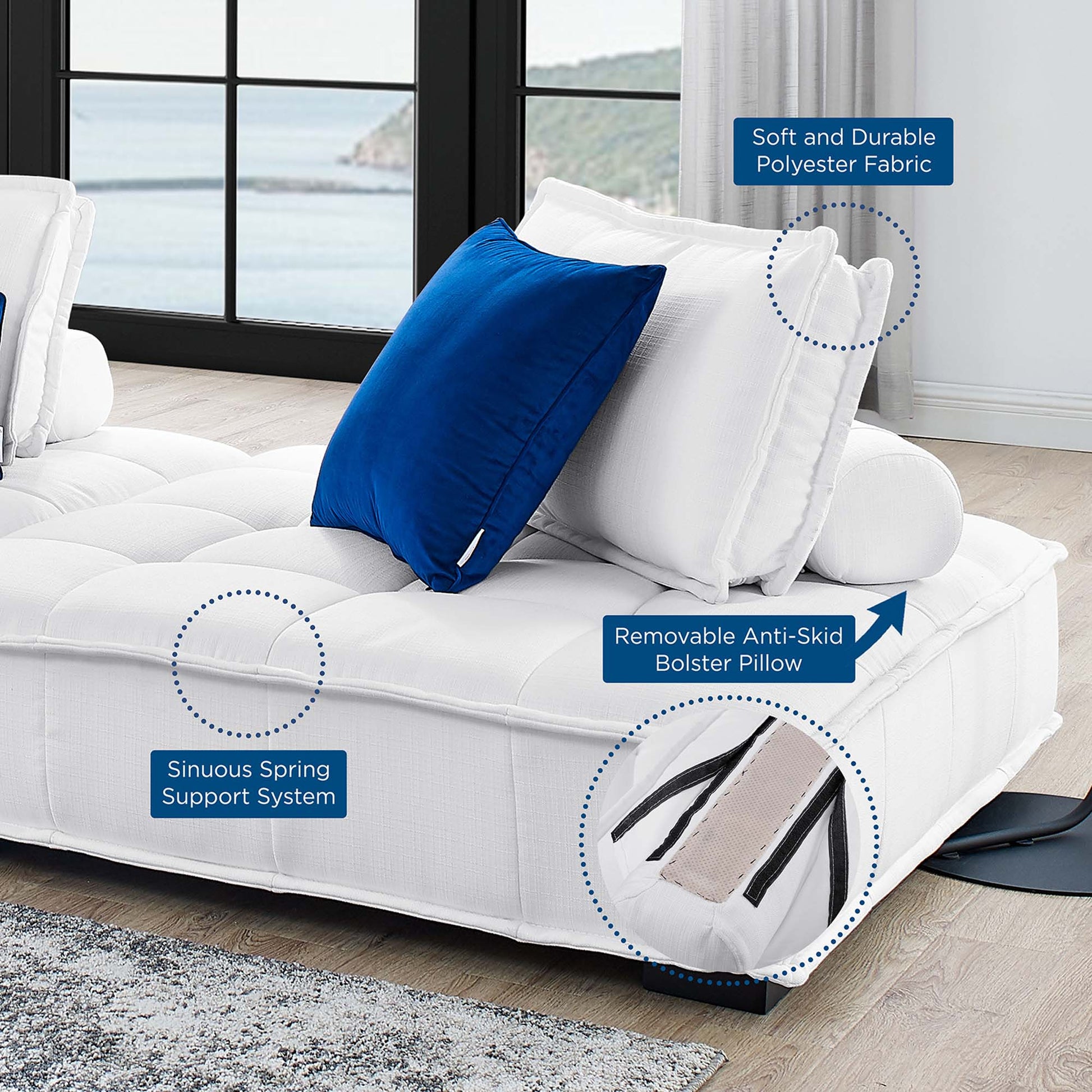 Saunter 4-Piece Tufted Fabric Fabric Sectional Sofa - Venini Furniture 