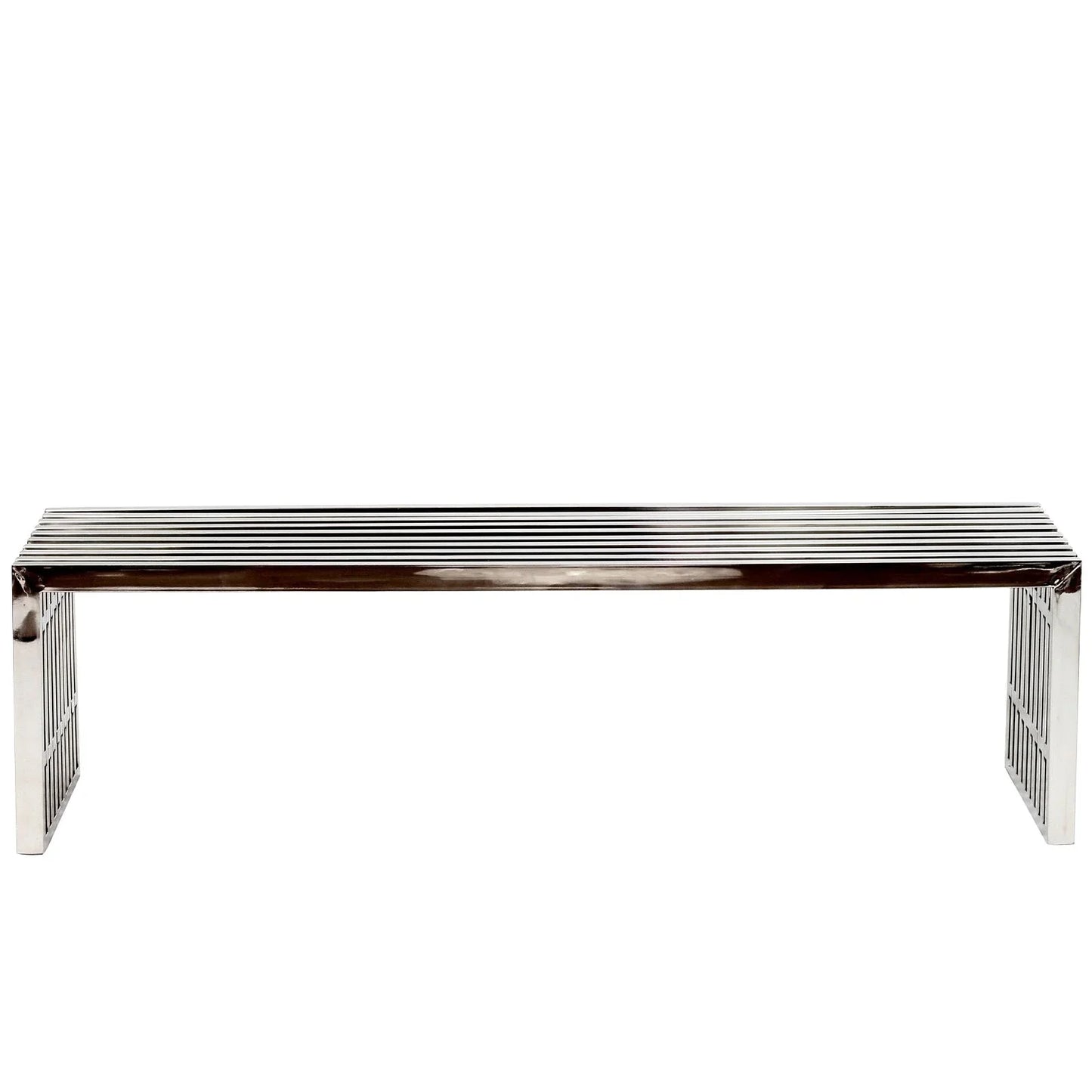 Gridiron Large Stainless Steel Bench in Silver. - Venini Furniture 