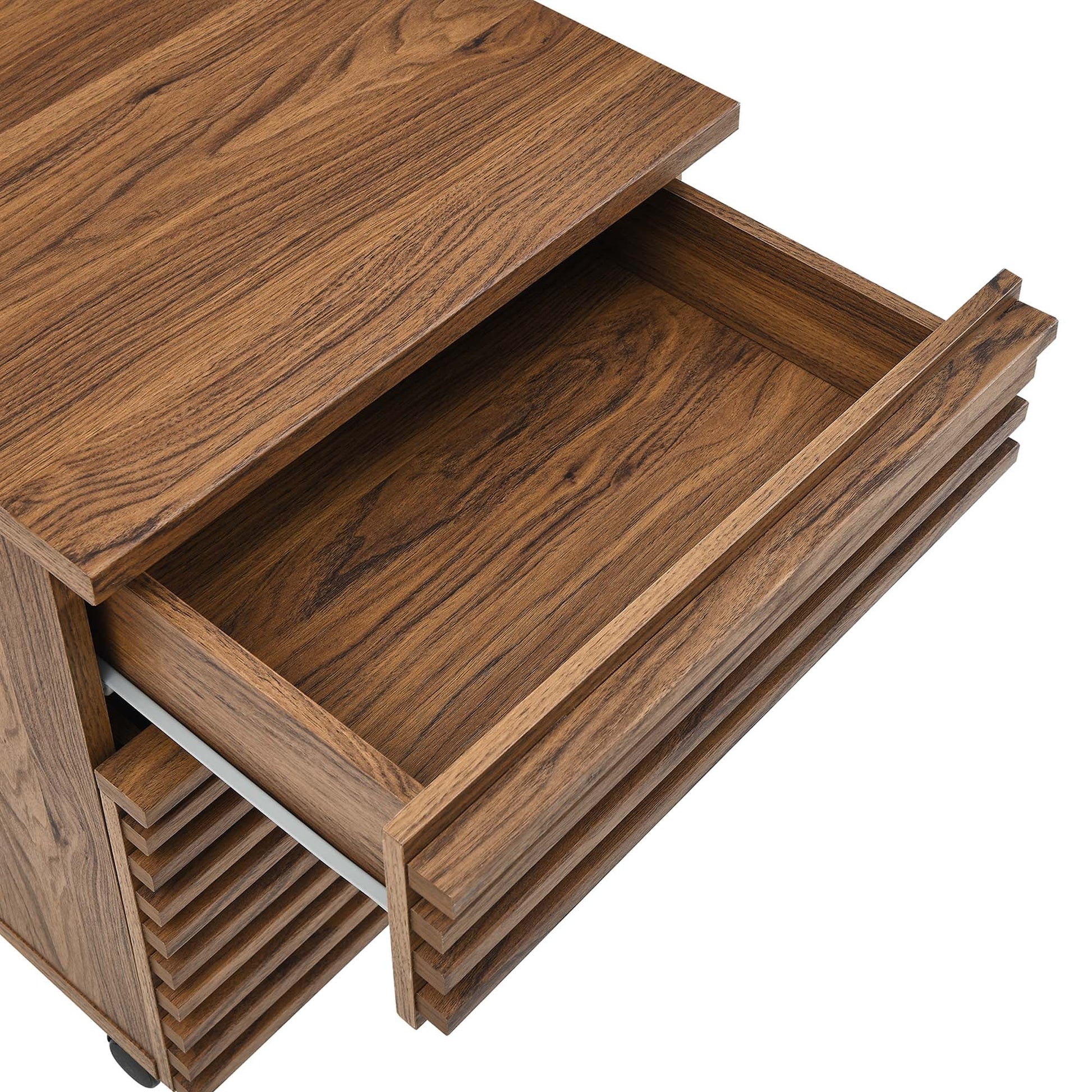 Render Wood Desk and File Cabinet Set in Walnut. - Venini Furniture 