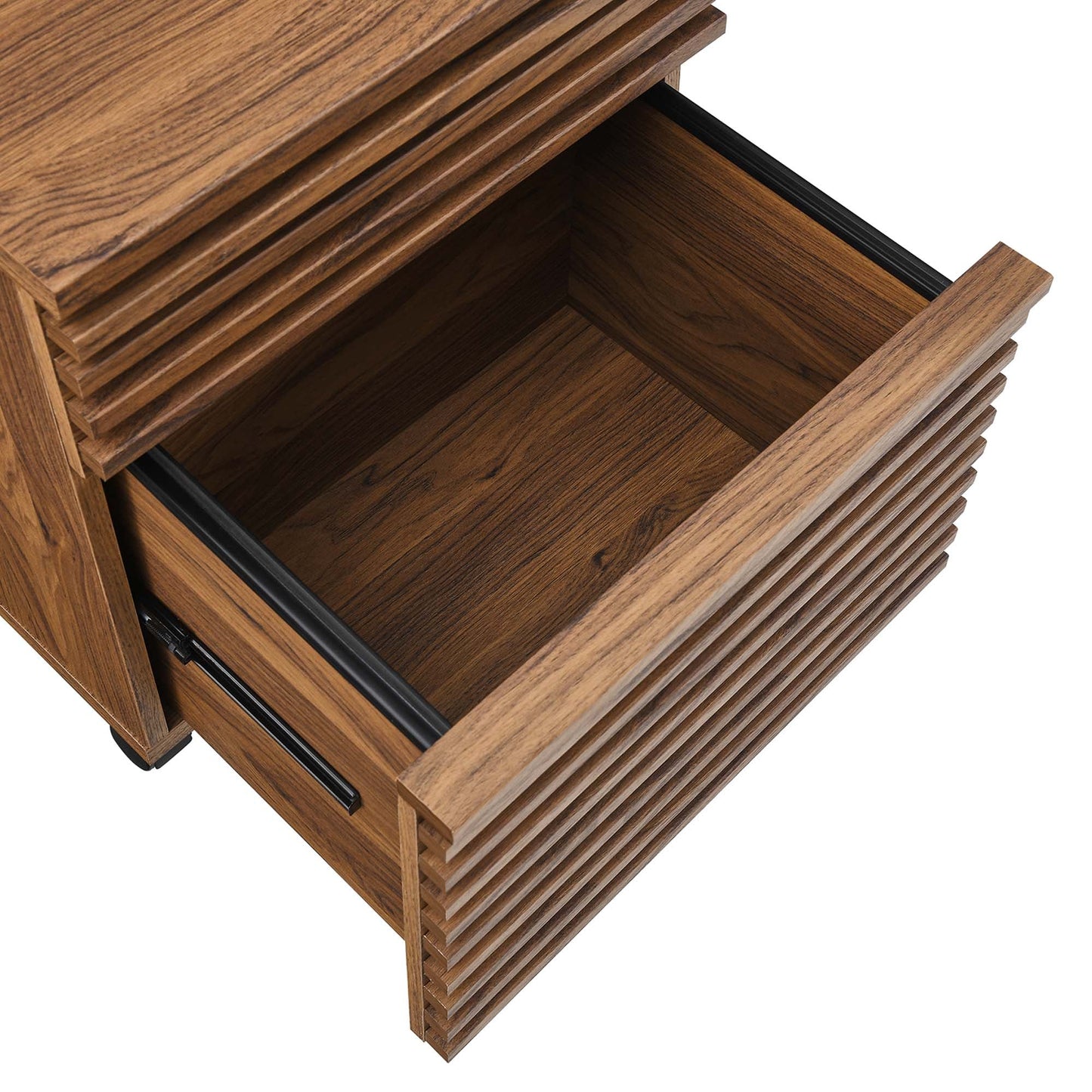 Render Wood Desk and File Cabinet Set in Walnut. - Venini Furniture 