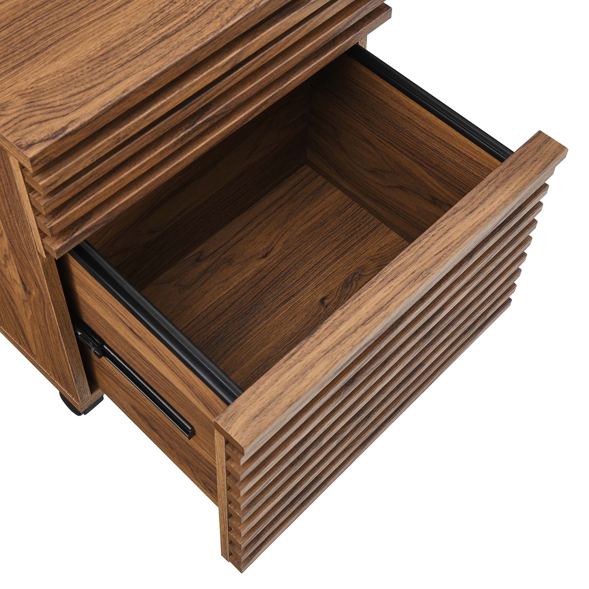 Render Wood Desk and File Cabinet Set in Walnut. - Venini Furniture 