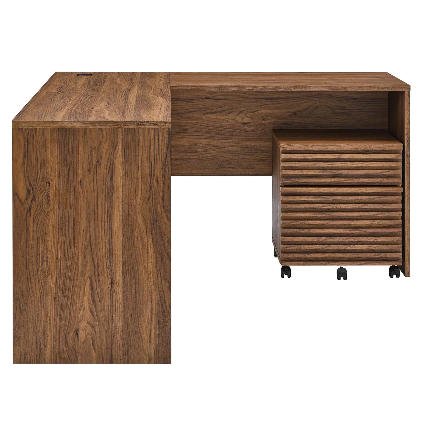Render Wood Desk and File Cabinet Set in Walnut. - Venini Furniture 