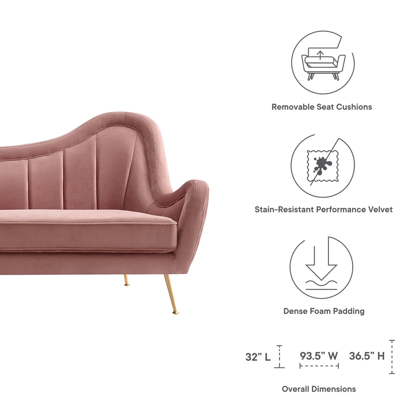 Cheshire Channel Tufted Performance Velvet Sofa. - Venini Furniture 